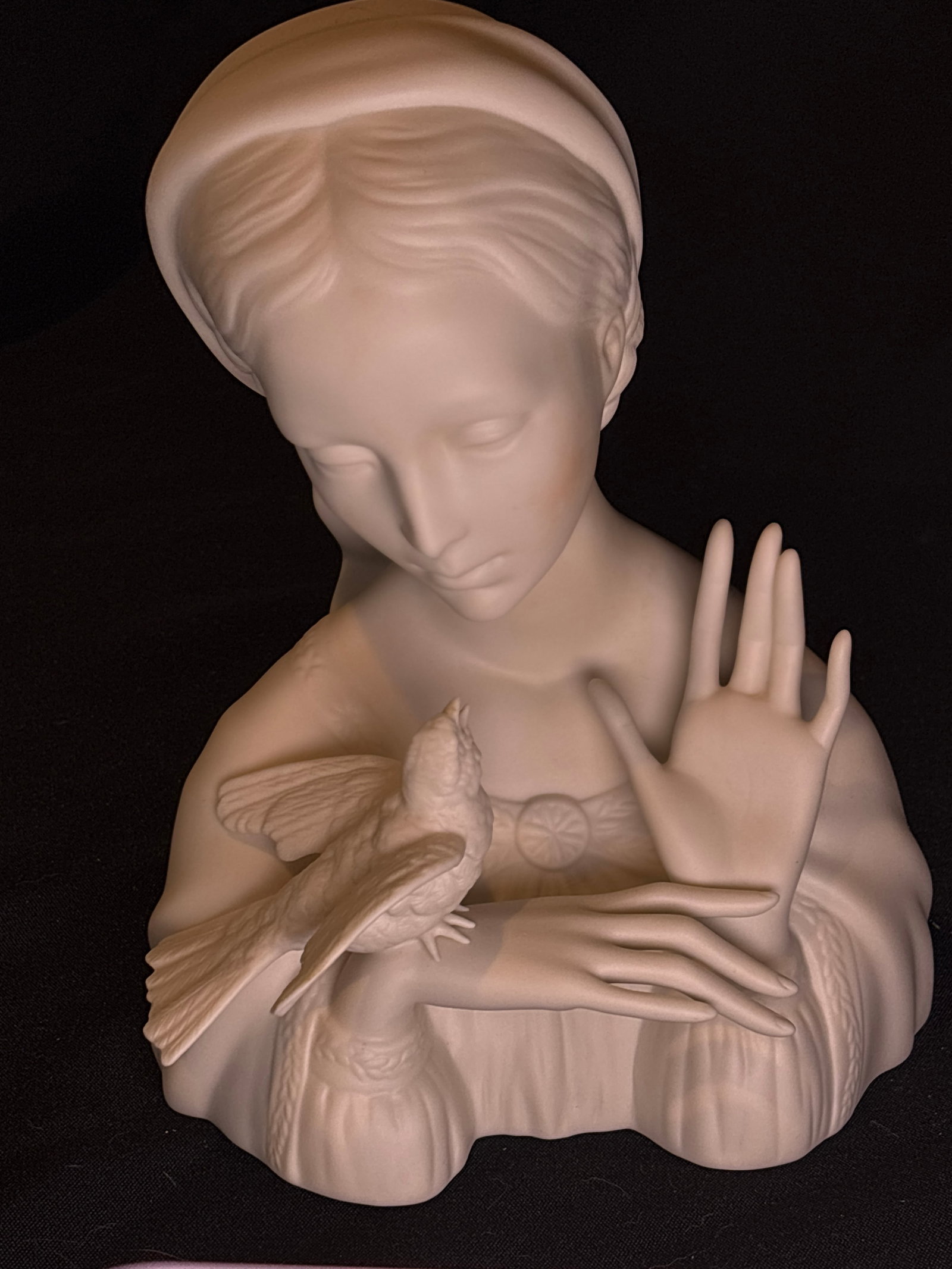 50th anniversary 8&1/2 inch Cybis Porcelain "Madonna with Bird" white bisque bust figurine On base (1 of 9)