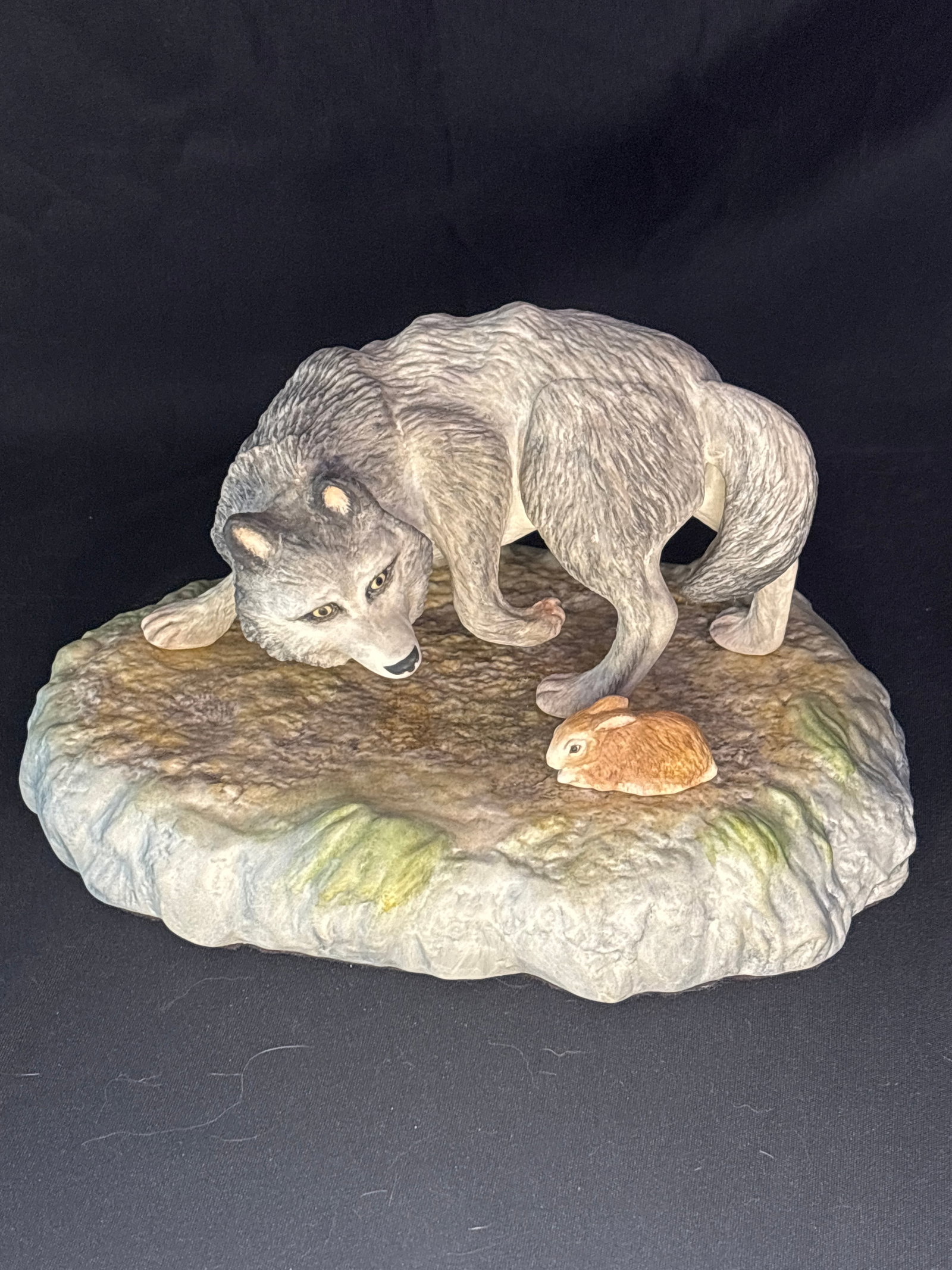 Exceptionally Rare Cybis wolf stalking rabbit figurine designed by sculptor William Pae (1 of 11)