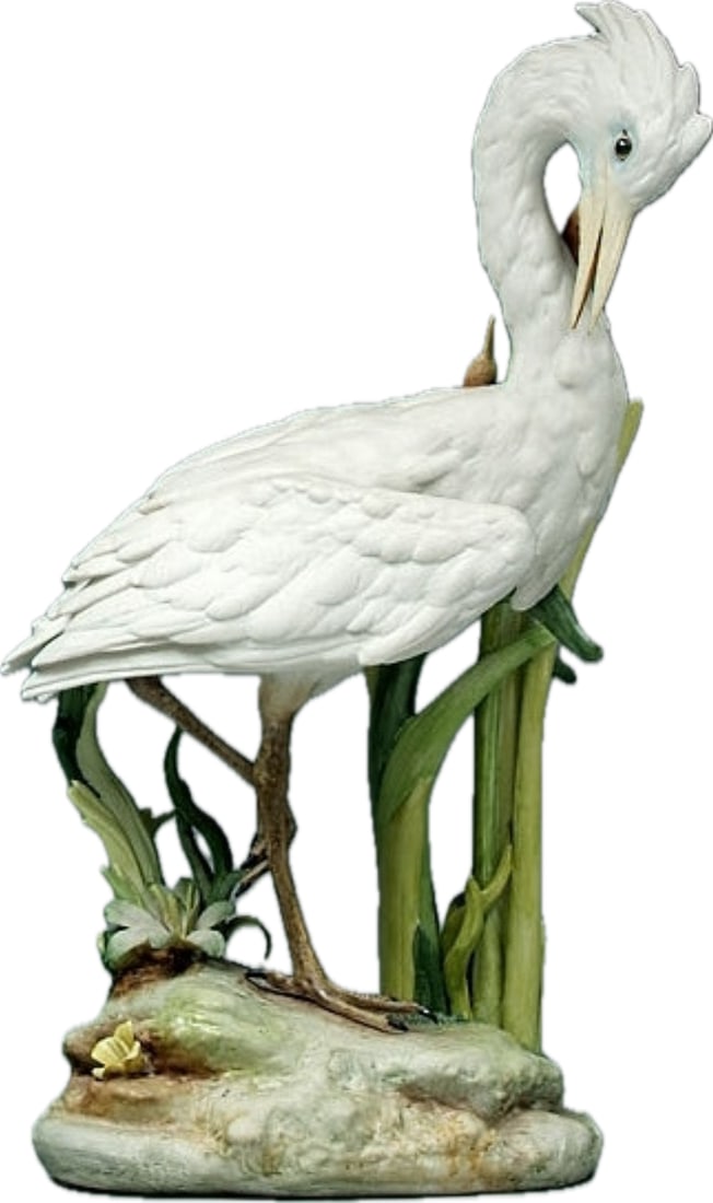 Limited Edition Cybis Porcelain 'Great White Heron' 19 inch sculpture: Cybis Great White Heron is one of the most prominent bird sculptures created by the Cybis Porcelain Studio. Inspired by a prototype displayed at the 1964 World's Fair in New York, it was officially in