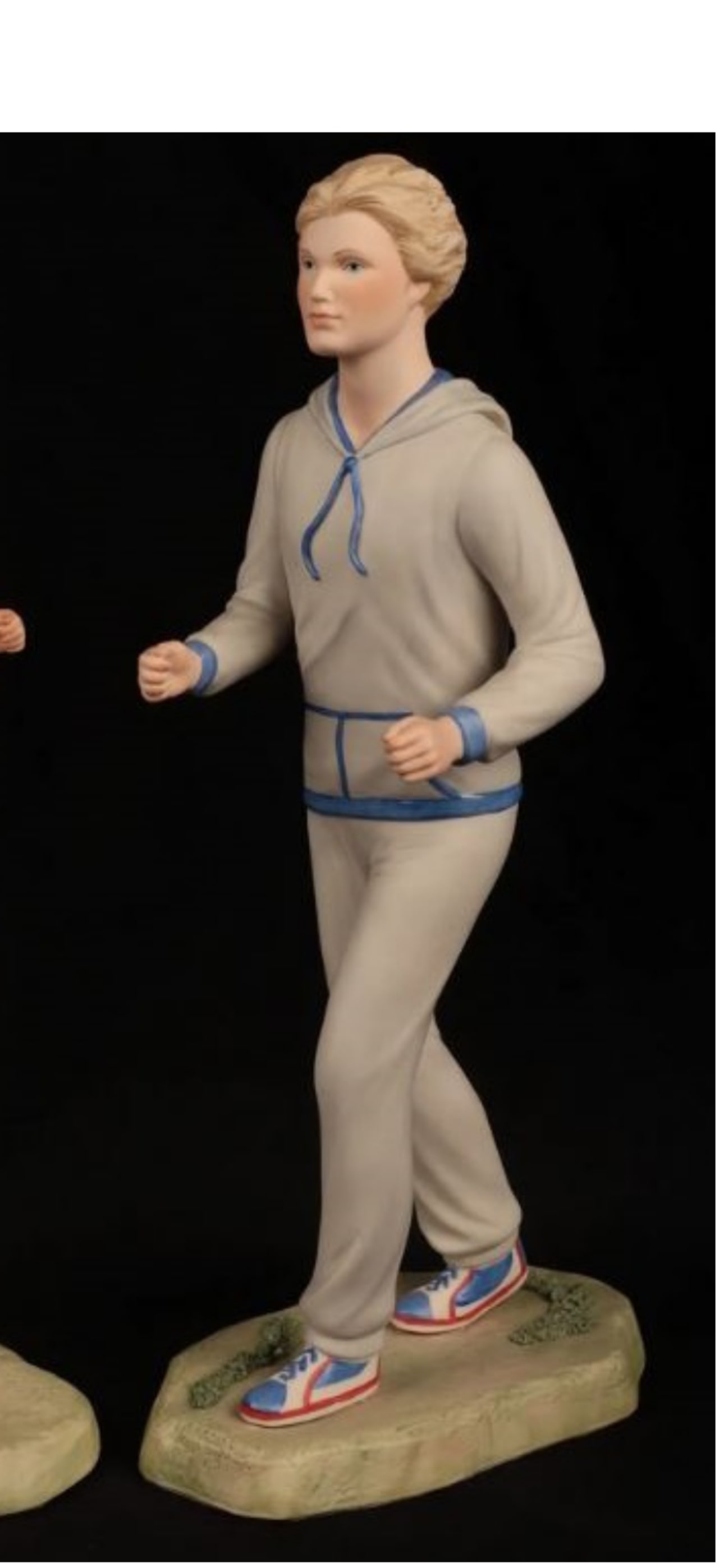 Cybis Lance The Jogger (Male)Sports Scene collection 14 inch statue: Lance, the Jogger is a male porcelain figurine created by the Cybis Porcelain studio. Released in the spring of 1980 as an open edition, it originally sold for $395 and stands 14 inches tall.Figurine 