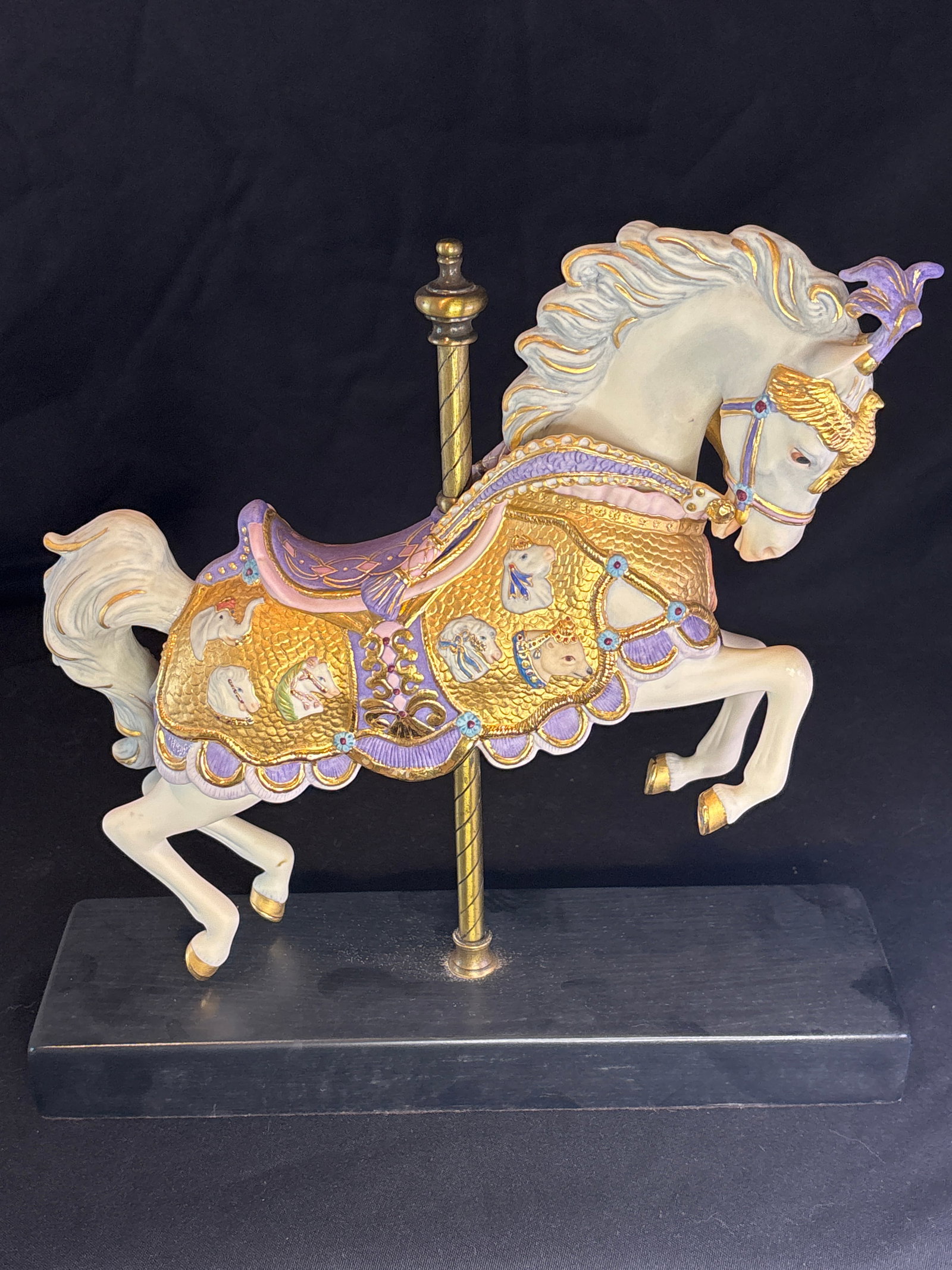 Limited editioCybis Fine Porcelain 50th anniversary 'Golden Thunder' Carousel Horse: Cybis Fine Porcelain "Golden Thunder" Carousel Horse.Designed by artist Susan Eaton and officially introduced around 1989/1990, this particular sculpture was created to celebrate the Cybis Studio's 50