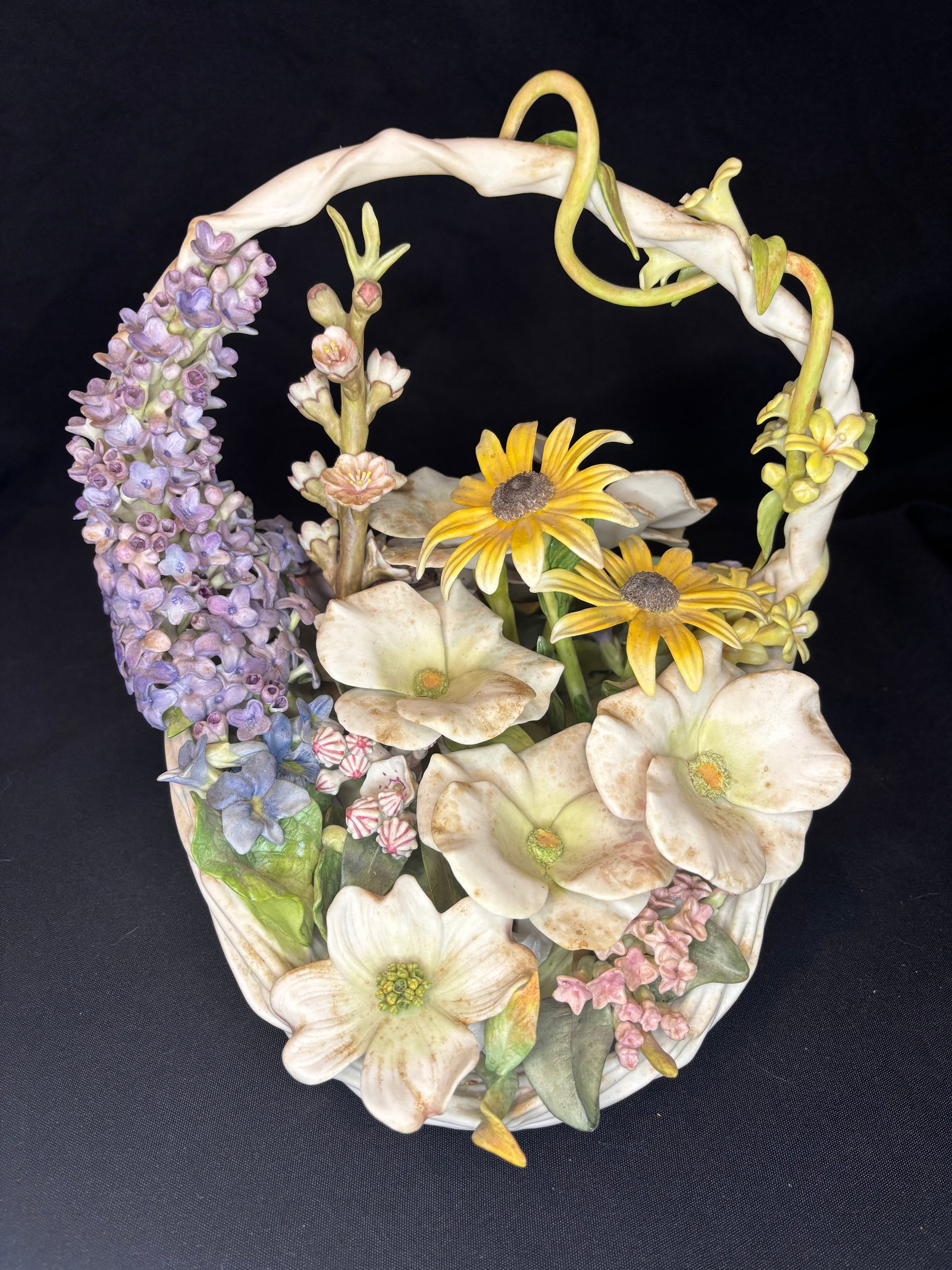 Second rare, highly collectible limited edition Cybis Colonial Flower Basket sculpture: We have the rare opportunity to offer a second, identical, rare, highly collectible piece of American studio art porcelain by Cybis, specifically their Colonial Flower Basket.History & RarityThe Sculp