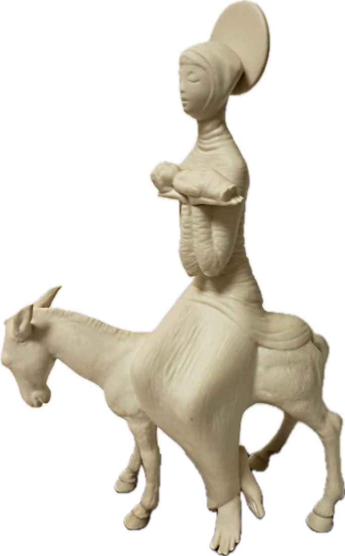 Cybis rare "Flight Into Egypt" sculpture: rare "Flight Into Egypt" white-bisque porcelain sculpture, designed by renowned artist Laszlo Ispanky.This piece was created in 1960 for the Cybis porcelain studio, departing noticeably from the brand