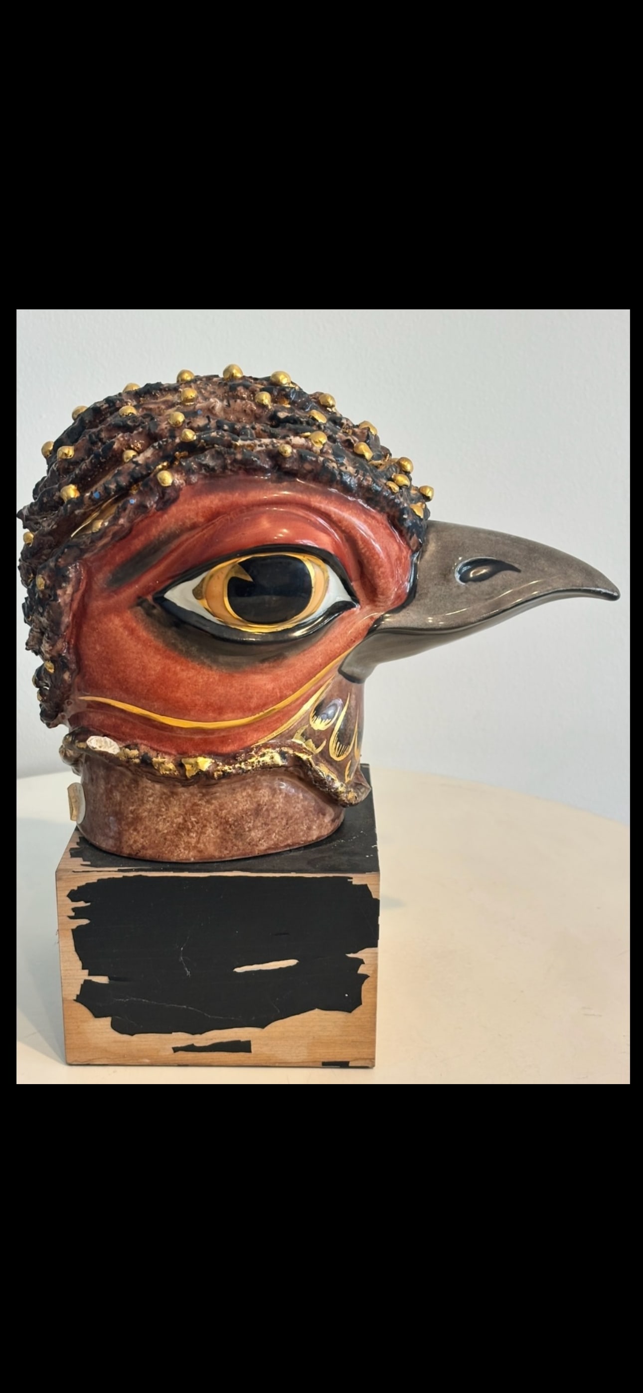 extremely rare, 1940s-era The Beaked Bird Head glazed porcelain 15 inch sculpture: extremely rare, 1940s-era glazed porcelain sculpture known as The Beaked Bird Head (or later issued in variations like "The Phoenix"), created by the historic Cybis Porcelains studio of Trenton, New