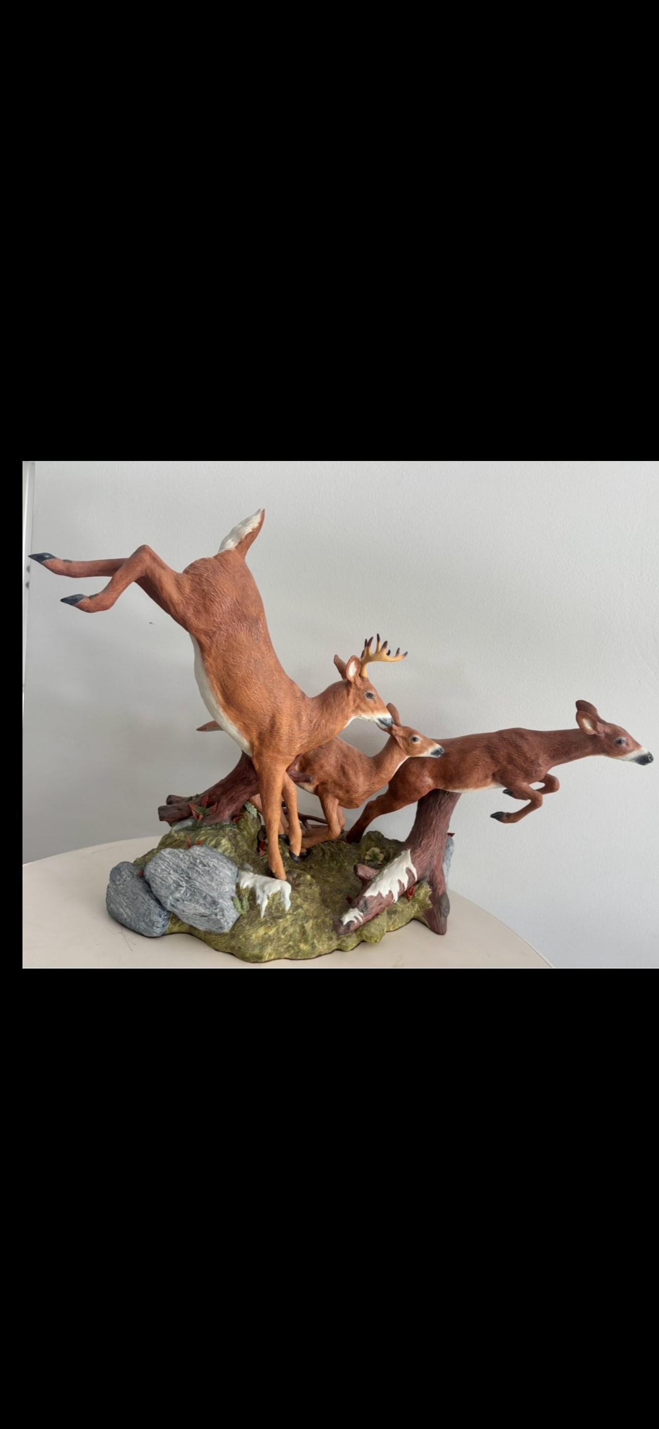 Large Extremely elite limited edition Cybis White-Tailed Deer" group inch statue: exceptional porcelain sculpture is the "White-Tailed Deer" group created by the prestigious Cybis Fine Porcelain studio.Overview & BackgroundThe Sculpture: Hand-sculpted by freelance artist Jerry Klei