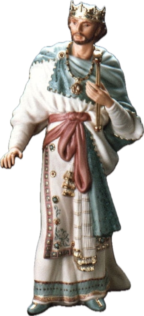 Rare limited edition Cybis porcelain "King Solomon" 15 inch sculpture: "King Solomon" is a highly dramatic, limited-edition porcelain figurine Cybis studio. introduced in 1987 as part of the studio's "Portraits in Porcelain" and Old Testament biblical collections. Design