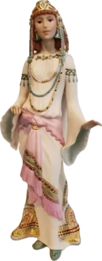 Rare limited edition Cybis porcelain "Queen of Sheba" 14.25 inch sculpture: Cybis Porcelain Queen of Sheba is a rare, highly detailed bisque porcelain figurine crafted by America's oldest fine porcelain art studio, Cybis Porcelain. Introduced in spring 1987, this piece is cel
