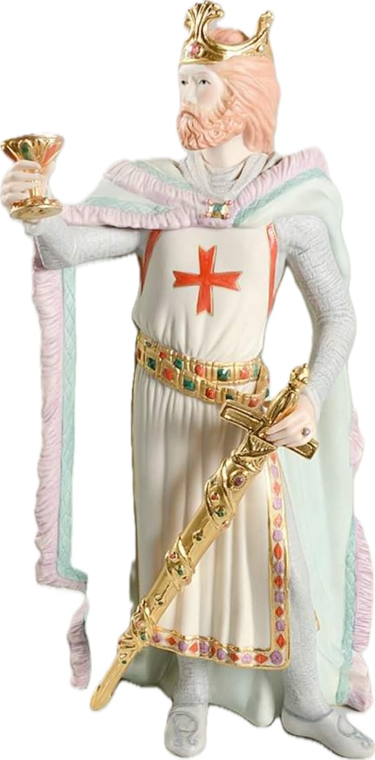 Rare limited edition Cybis porcelain "Richard the Lionheart" 15 inch sculpture: Cybis "Richard the Lionheart" (often listed as King Richard) is a highly collectible, limited-edition bisque porcelain sculpture. The figure depicts King Richard I wearing a white coat, a red crown, a