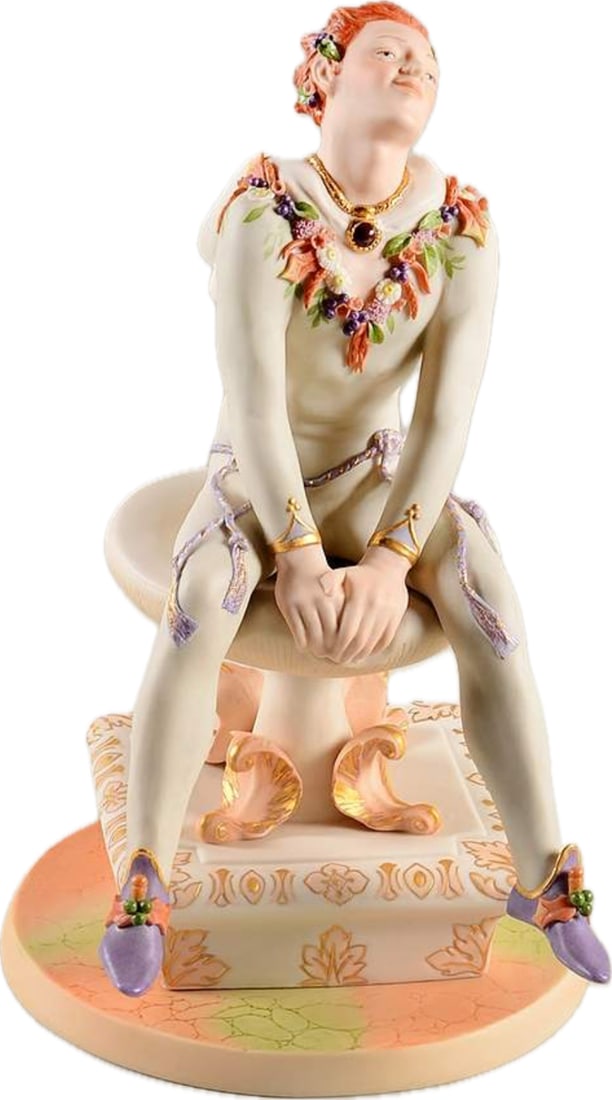 Rare Limited edition Cybis "Puck" Shakespearean 14.5 inch sculpture: rare "Puck" porcelain sculpture created by the renowned American studio Cybis Porcelain. It depicts Puck (also known as Robin Goodfellow), the mischievous mythological fairy and sprite famously featur