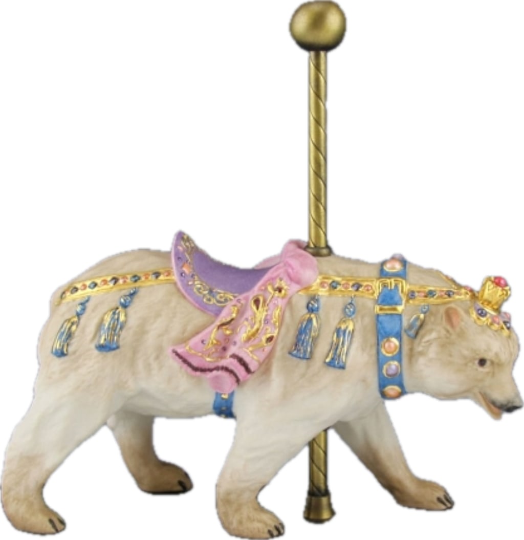 Limited edition Bernhard bear Cybis carousel 12 inch sculpture: Cybis Carousel Bear, named 'Bernhard', is a highly collectible vintage bisque porcelain figurine introduced in Spring 1981. Designed by renowned sculptor Susan Eaton for the Cybis Porcelain Archive, t