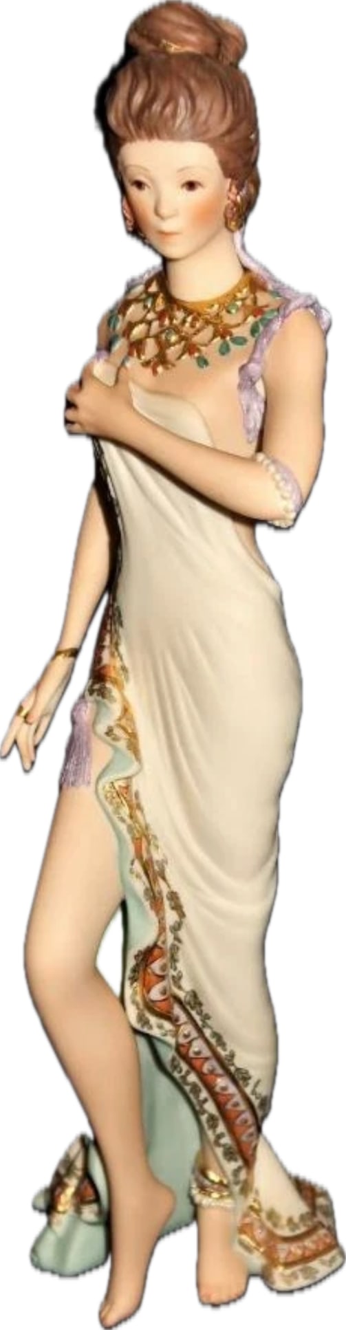 Limited edition run Cybis Bathsheba 14 inch sculpture: Bathsheba figurine is a detailed, limited-edition porcelain sculpture introduced by the Cybis Porcelain studio in Fall 1984.Sculpture OverviewOriginal Price: $1,975 when first released. Limited run of