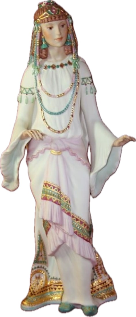 Highly collectible Limited edition Cybis Queen of Sheba 14.5 inch sculpture: Second one offered. Cybis Queen of Sheba is a highly collectible, fine bisque porcelain figurine introduced by the renowned Cybis Porcelain studio in Spring 1987. Sculpted by prominent Cybis designer 