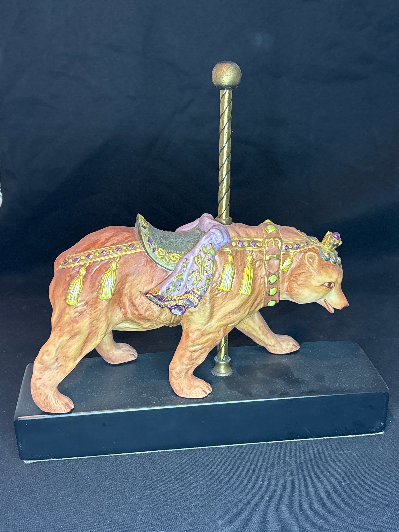 "Bernhard" bear carousel Cybis porcelain 12.5 inch statue: Cybis Bisque Porcelain Carousel Bear "Bernhard." Designed by Susan Eaton and introduced in 1981 as part of the limited-edition Cybis Carousel collection, the edition was later scaled down to 325 piece