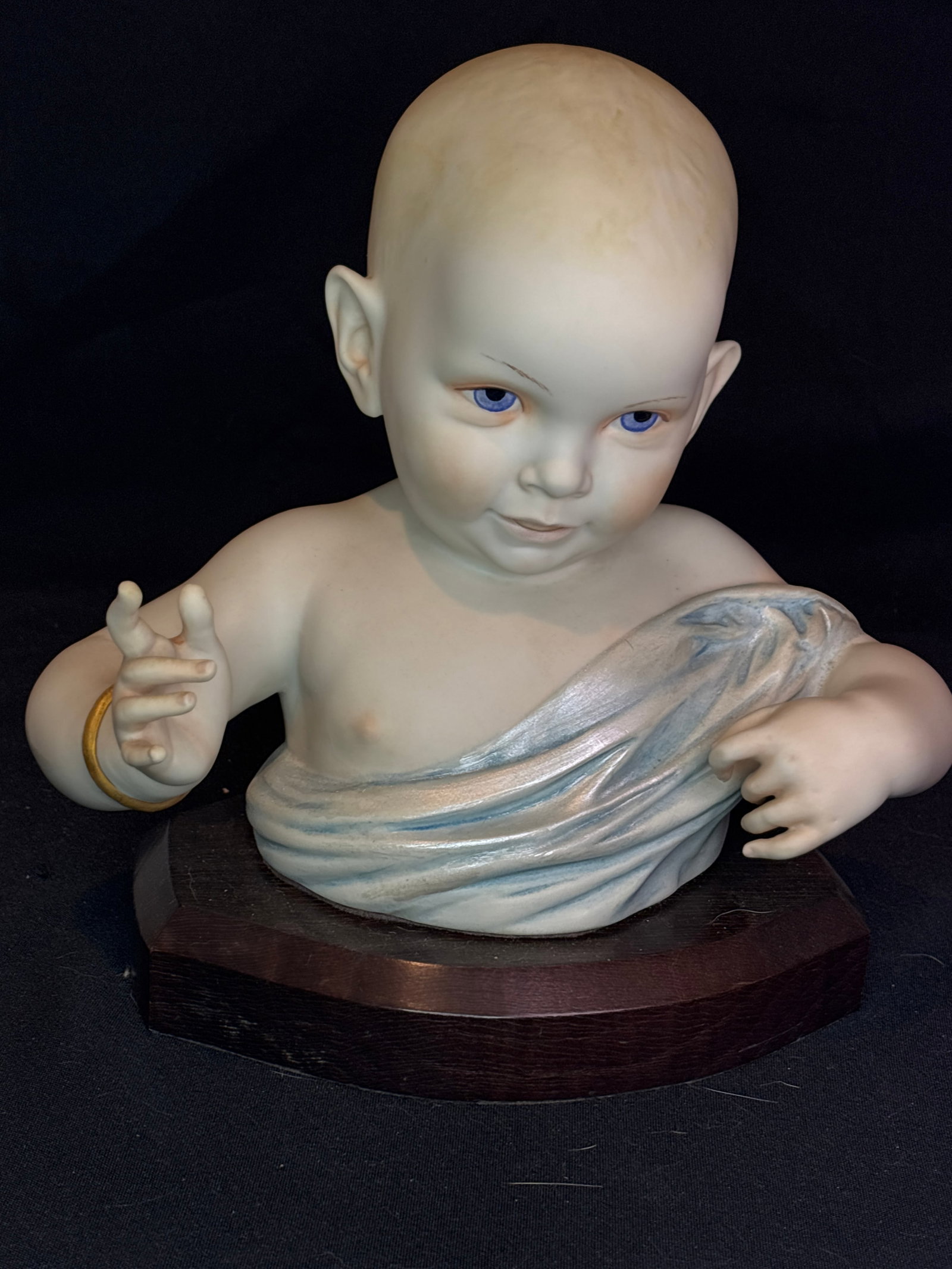 rare Cybis Porcelain "Baby Bust" (Model #456) 10 inch statue: This exceptional sculpture is the rare Cybis Porcelain "Baby Bust" (Model #456), originally released by the Cybis Porcelain Studio in 1968. Captured in Cybis' signature fine matte bisque porcelain, th