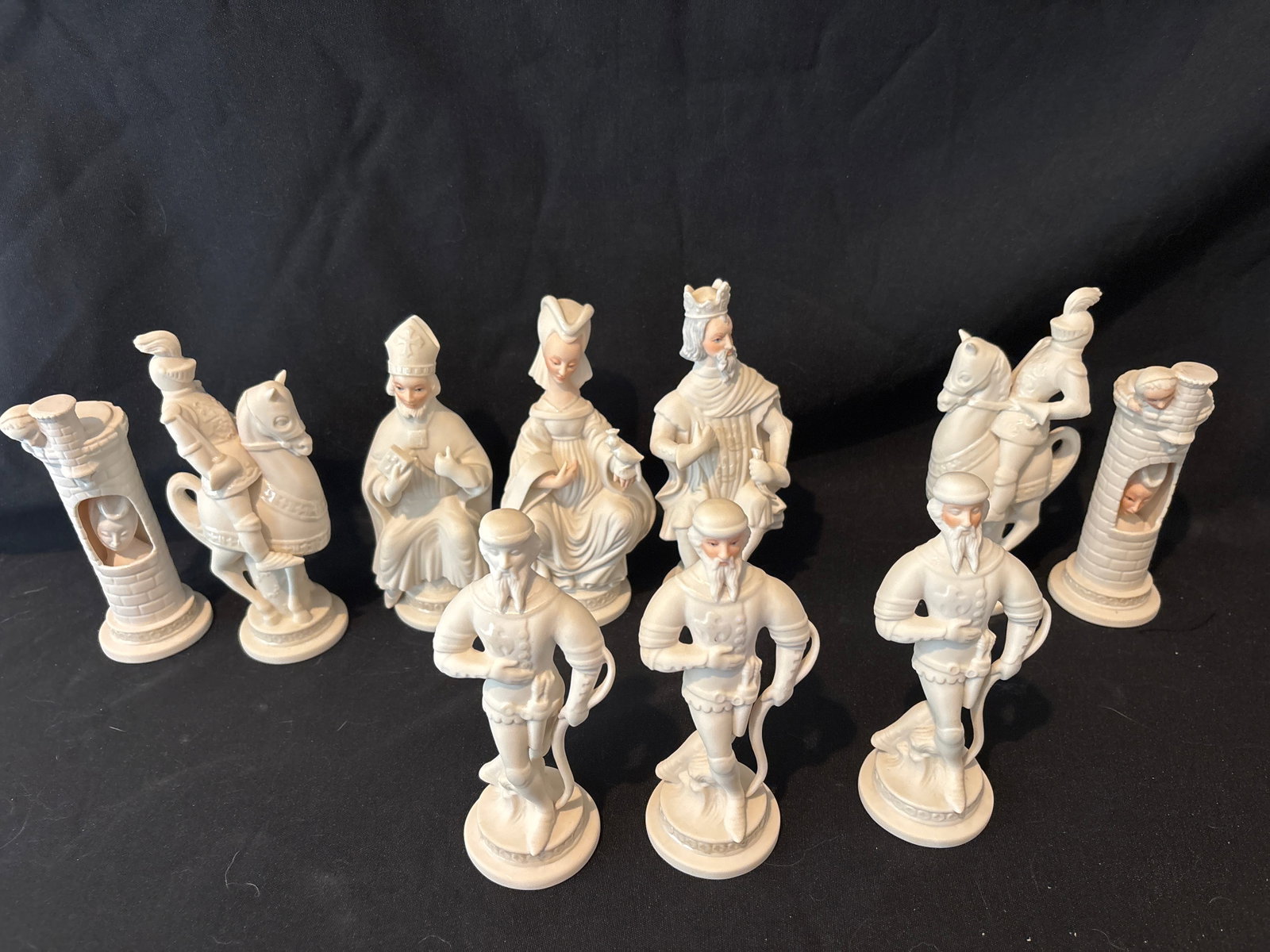 Ten piece similar unsigned Cybis white porcelain chess figures (1 of 8)