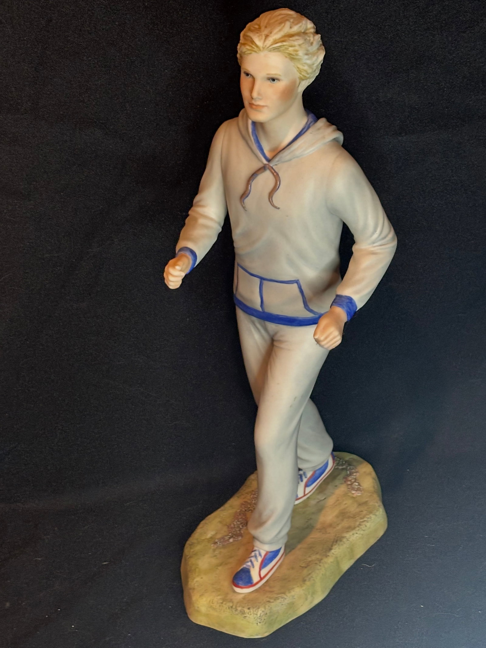 Second offered; Cybis Lance, the Jogger (Male Jogger) 14 inch figurine: "The Jogger (Male)," a vintage porcelain figurine created by Cybis porcelain studio.Figurine DetailsName: Lance, the Jogger (Male Jogger)Maker: CybisRelease Year: Introduced in Spring 1980Original Pri
