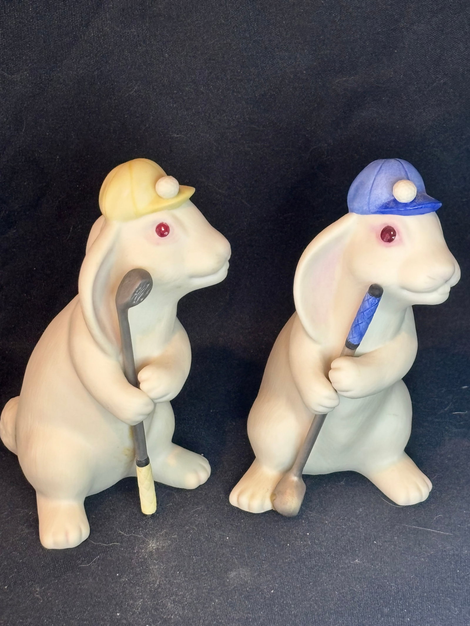 two vintage Cybis bisque porcelain "Golf Bunnies" figurines (1 of 7)