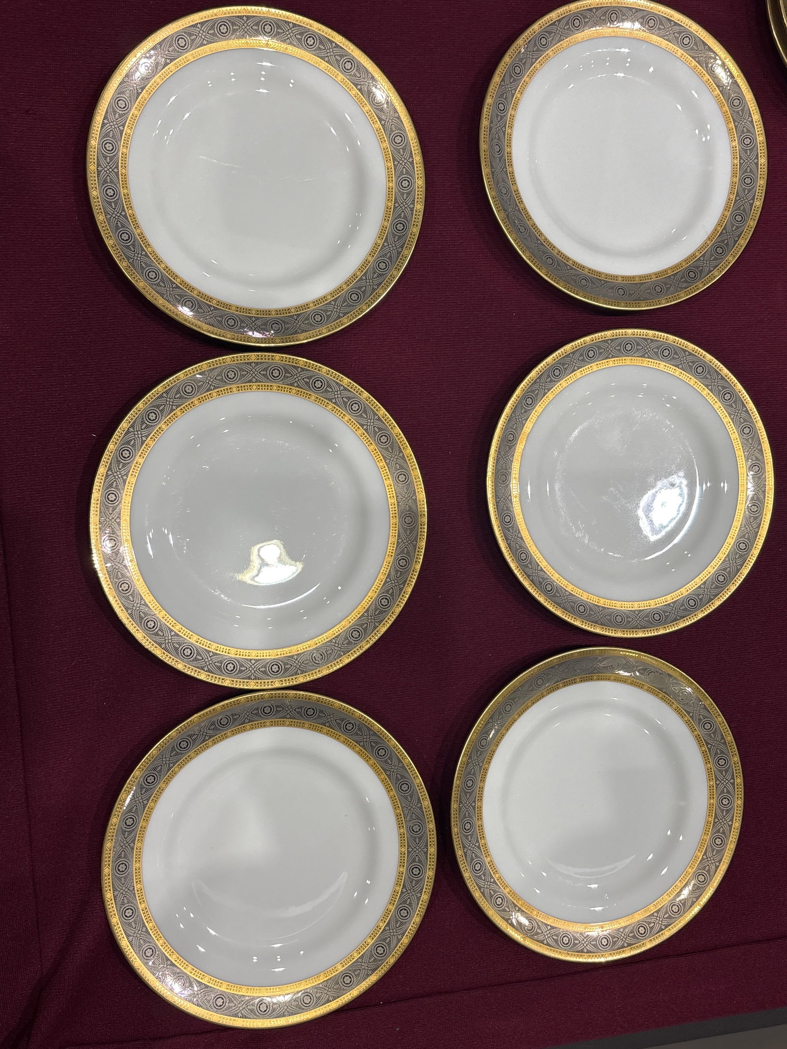 Six Royal Worcester ‘Contrast’ Gold Trim 6&1/4inch side plates (1 of 6)