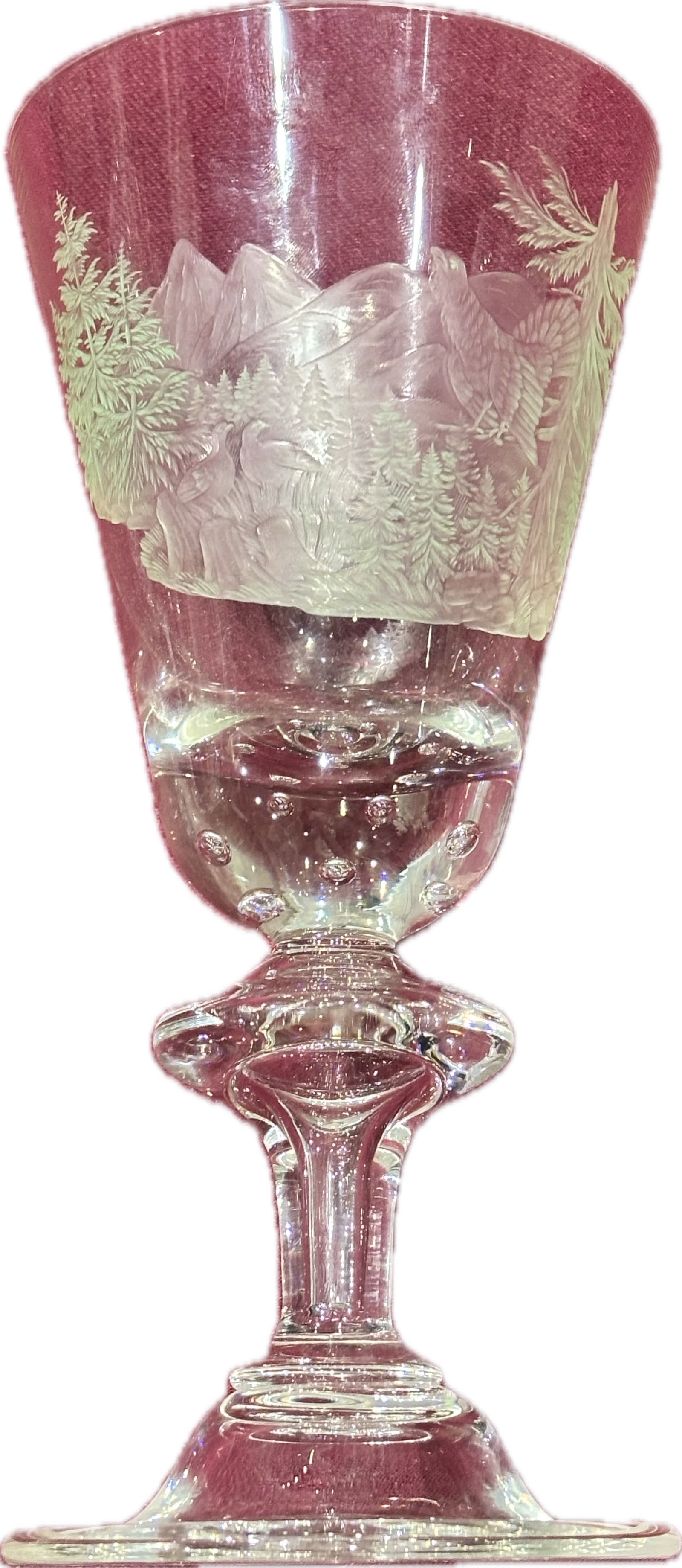 Country scenic engraved art glass 8&3/4 inch tall glass (1 of 7)