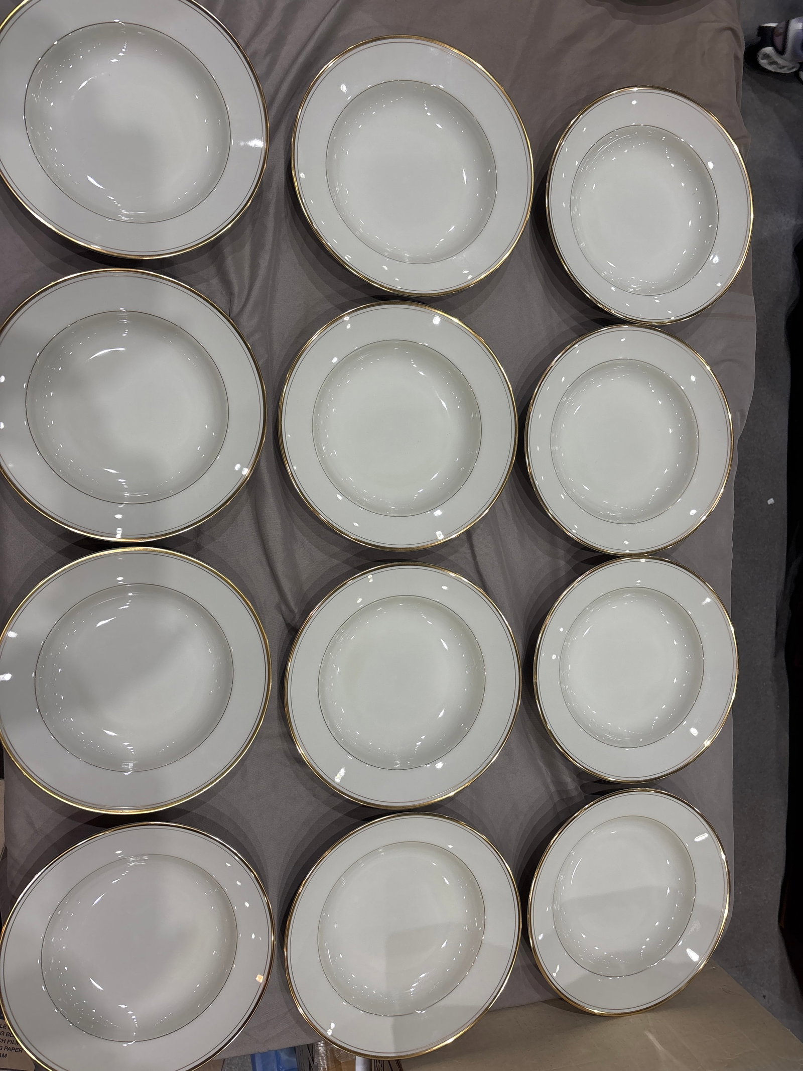 Set of twelve Fitz & Floyd White Palais 9&1/4 inch Rim Soup Bowls (1 of 6)