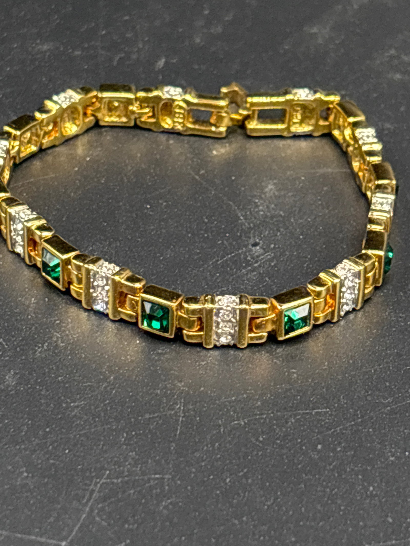 gold-plated sterling silver alternating tennis bracelet (1 of 10)