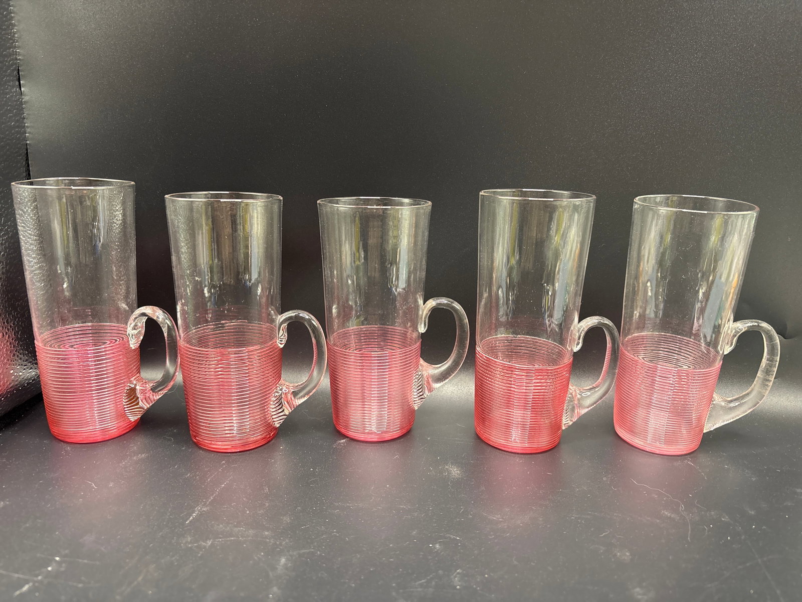Rare set of five 19th C. Boston & Sandwich Glass Company "horn’ glasses (1 of 7)