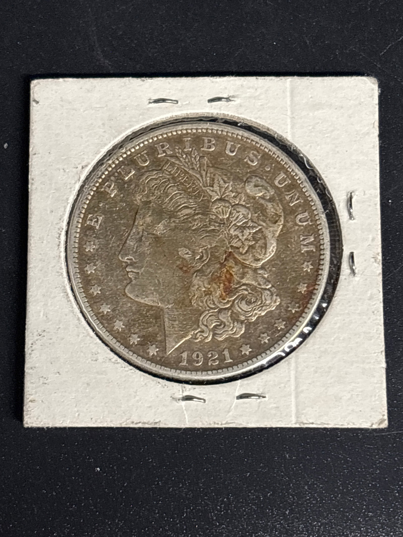 1921 Original United States Morgan Silver Dollar: Original United States 1921 Morgan Silver Dollar, an iconic 90% silver coin designed by George T. Morgan.90% Silver, 10% Copper.Total Weight: 26.73 grams.Pure Silver Content: Approximately 0.7734