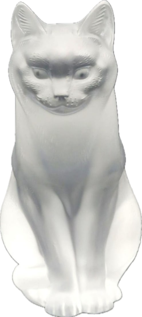Lalique French Frosted Crystal "Chat Assis" (Sitting Cat) 8.25 inch Sculpture (1 of 1)