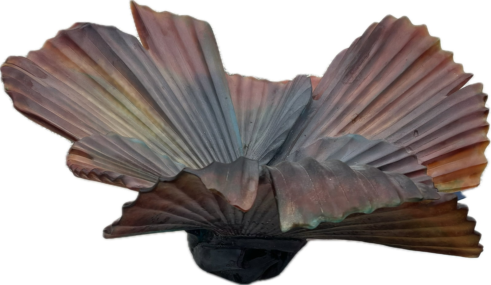 Monumental genuine Daum French Pâte de Verre “Magnum Palm” Centerpiece Bowl: Monumental genuine "Magnum Palm Centerpiece Bowl" made by the historic French luxury crystal studio Daum in collaboration with the renowned floral designer Emilio Robba. Key Details & IdentificationMa