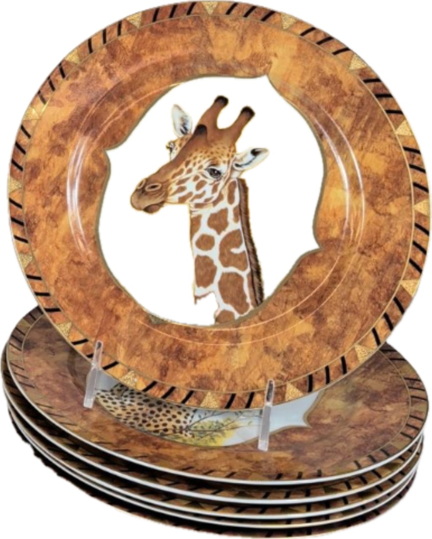 Set of six Lynn Chase Designs "African Portraits" porcelain 9.25 inch plates (1 of 7)