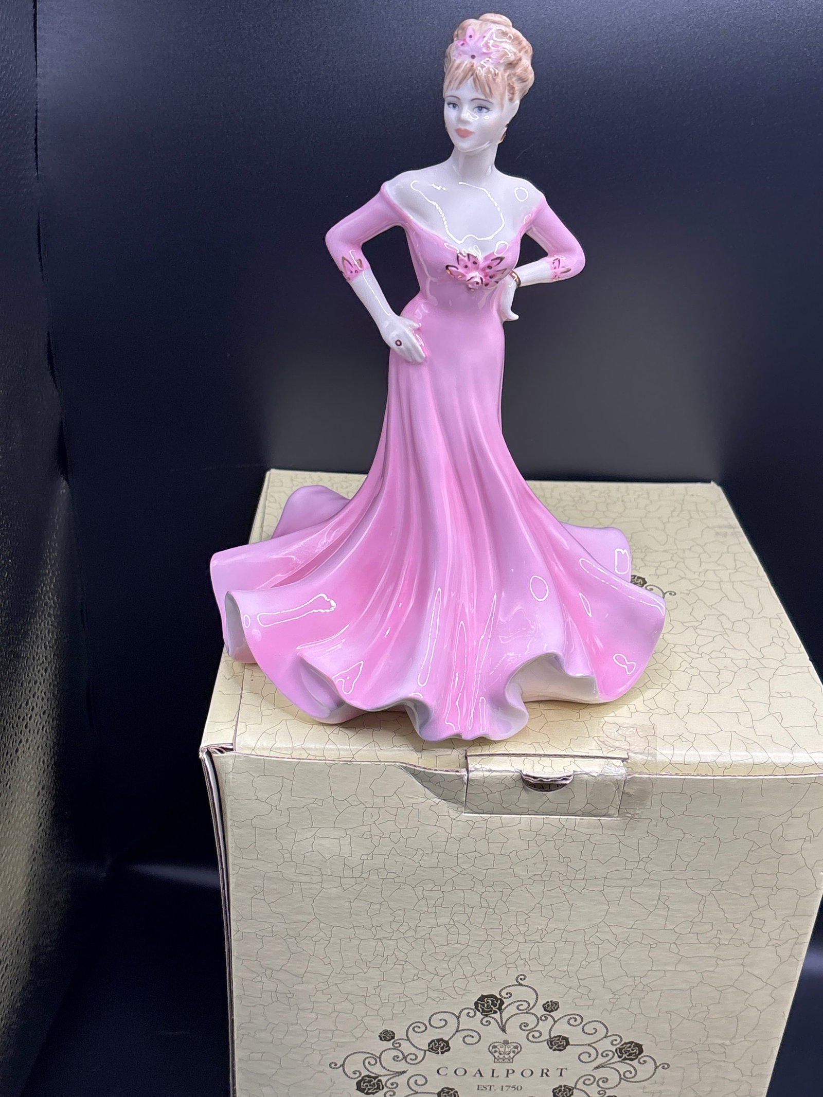 Coalport "Especially For You" figurine is a hand-decorated bone china 8.5 inch statue: With box…."Especially For You" figurine is a hand-decorated bone china collectible from Coalport, primarily featured in their Heart to Heart or Sentiments collections. These pieces typically stand b