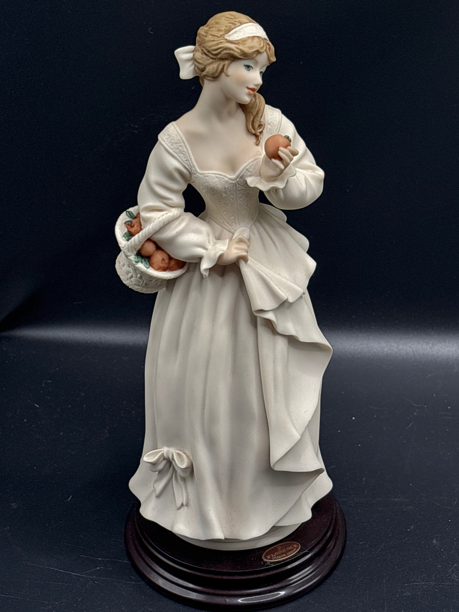 vintage Giuseppe Armani porcelain figurine titled "September" (Fruit Girl with Basket) (1 of 7)