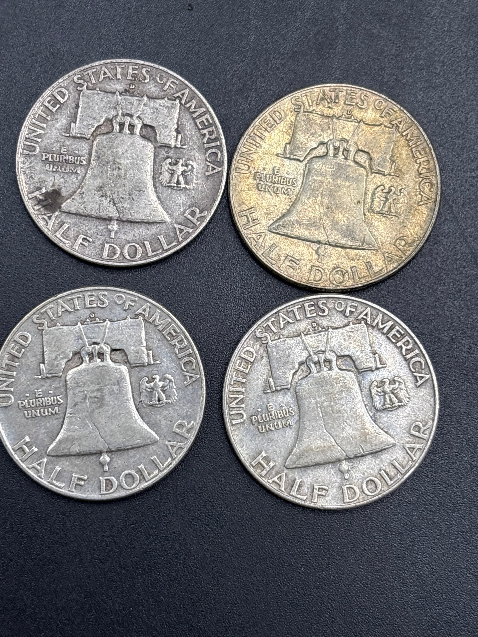 Four silver Benjamin Franklin Half DollarS - 6