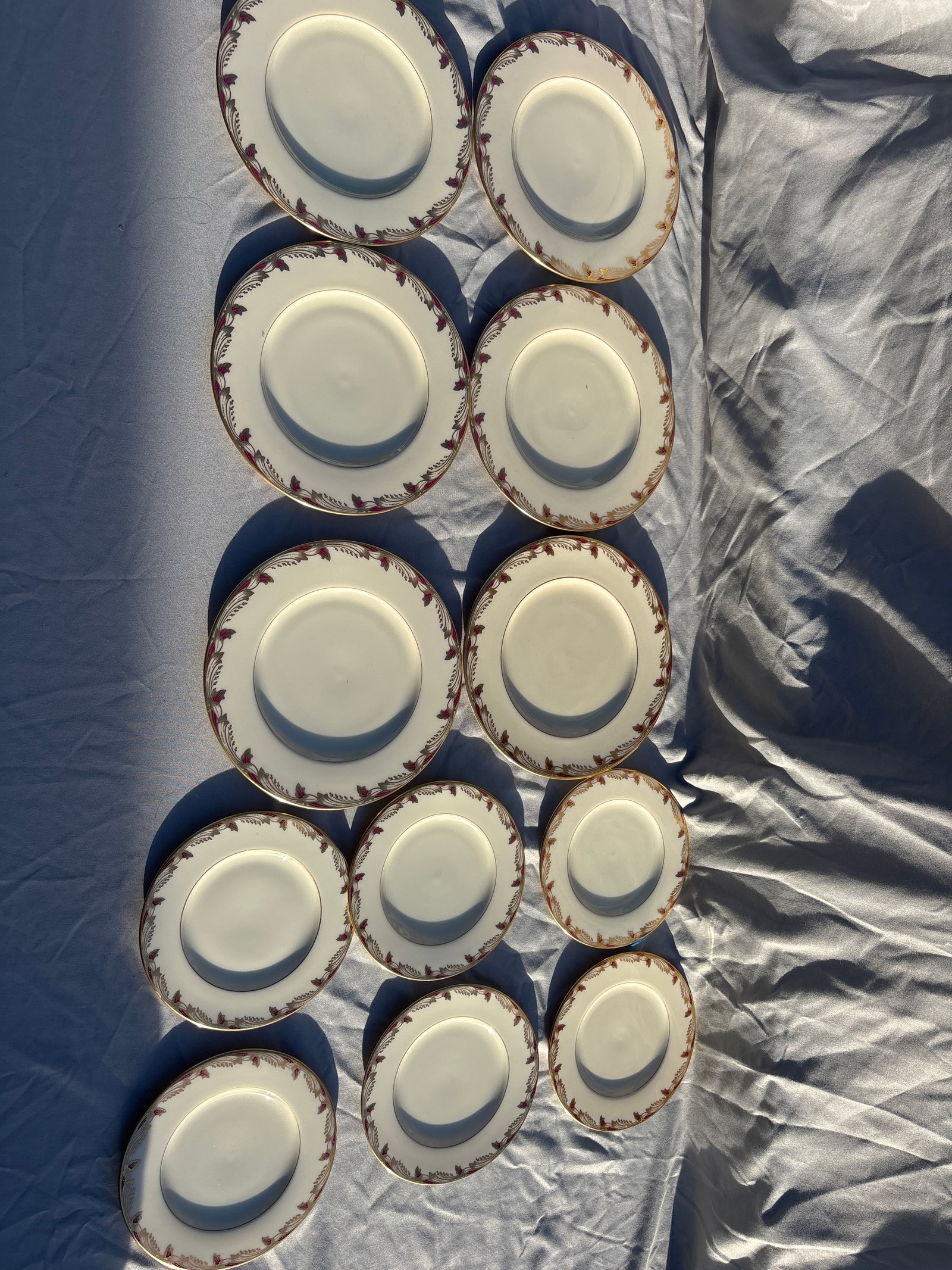 Set of twelve Lenox Essex Maroon (Smooth) side plates (1 of 6)
