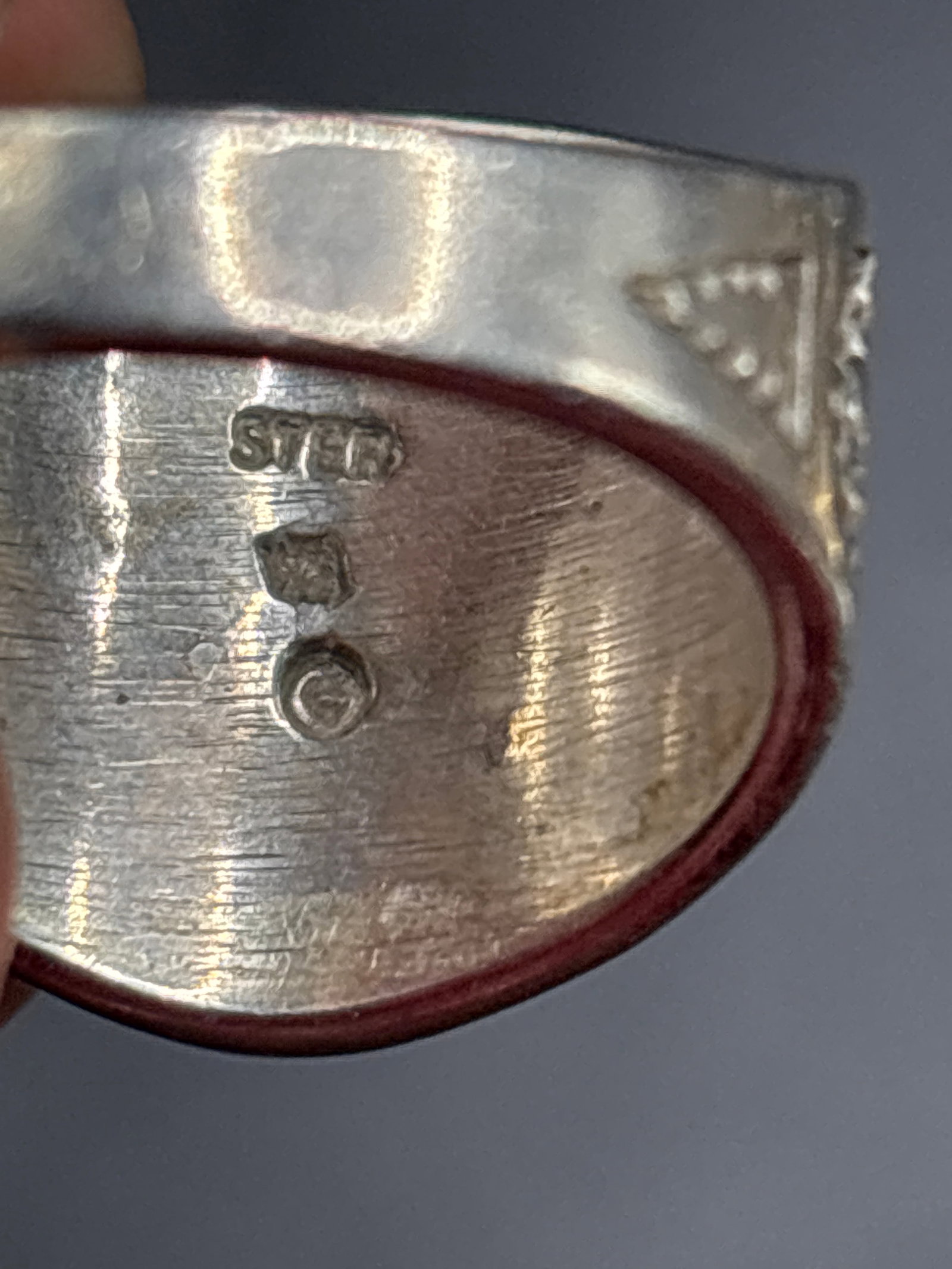 vintage Southwestern-style sterling silver abalone shell signet ring - 4