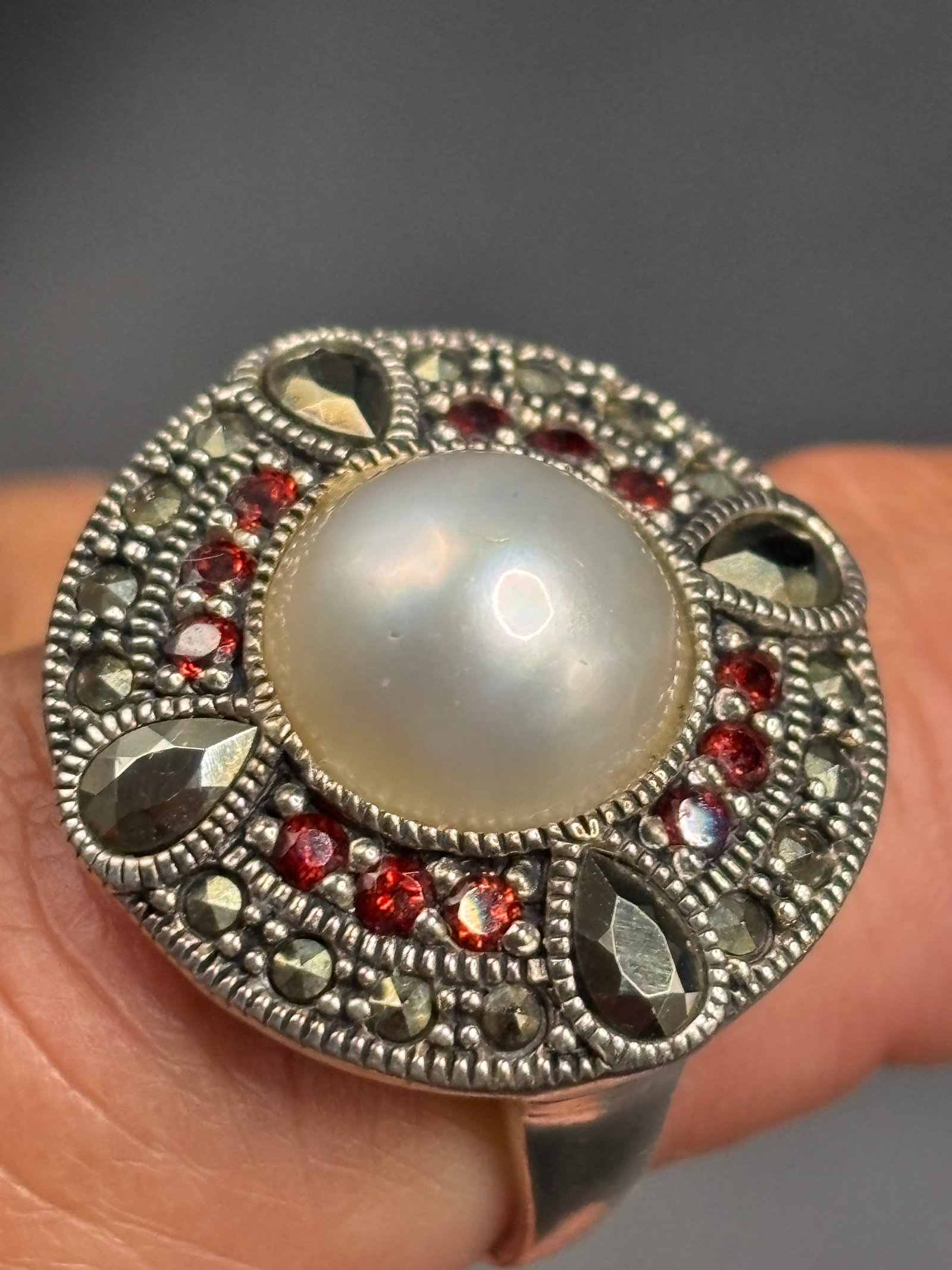 vintage sterling Victorian Revival style statement ring (1 of 6)
