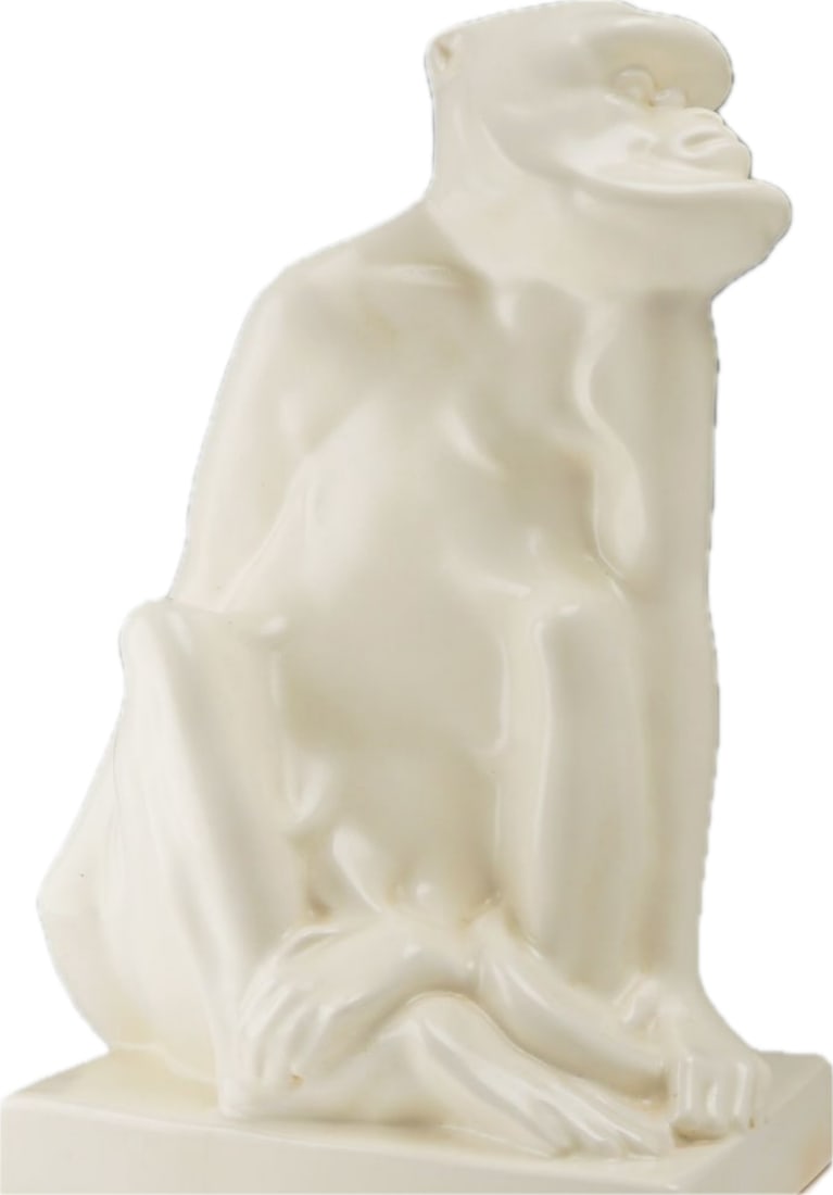 vintage Wedgwood & Co. white-glazed ceramic monkey figurine (1 of 3)