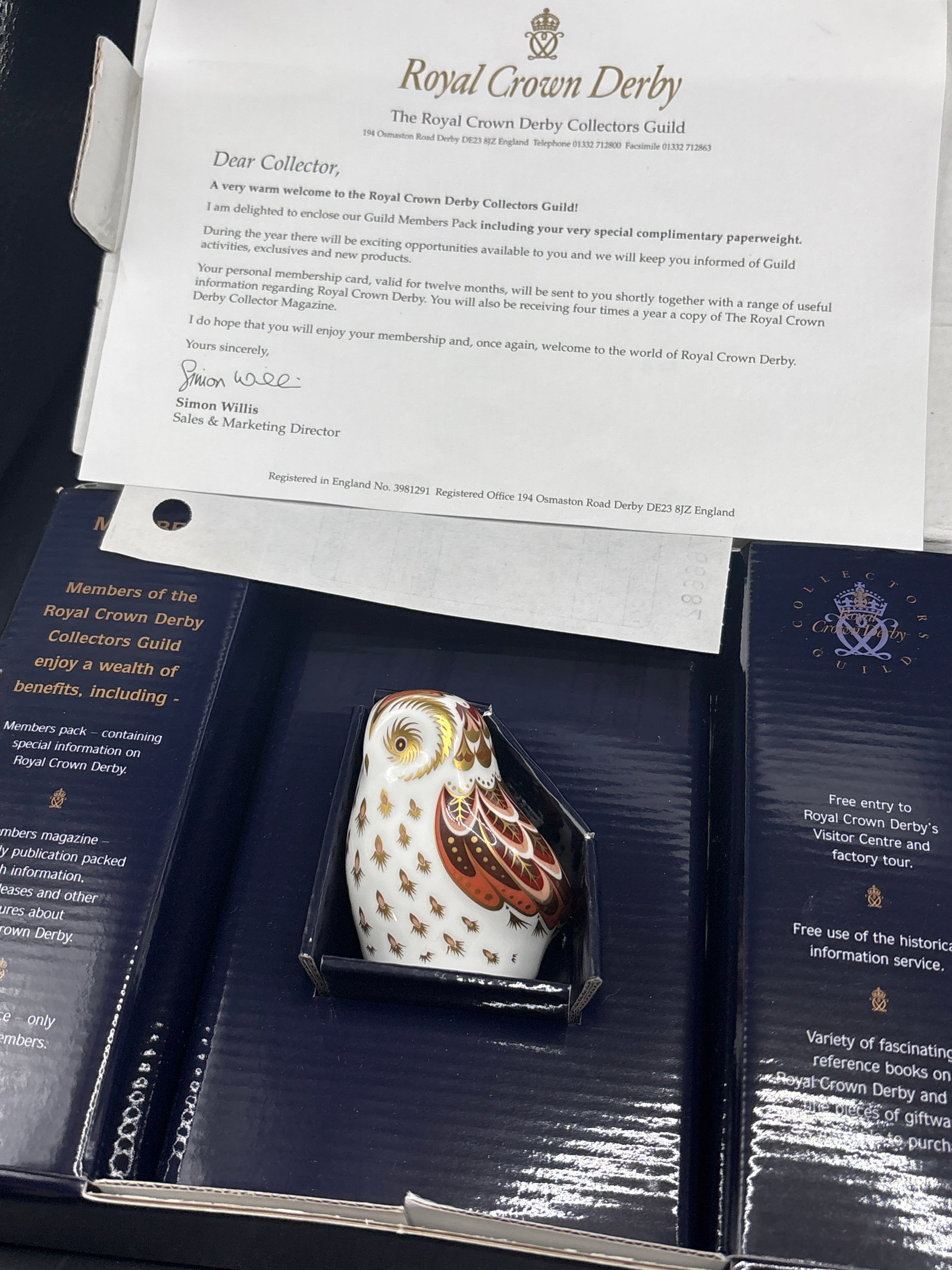 Collectors Guild Royal Crown Derby Short-Eared Owlet porcelain paperweight (1 of 6)