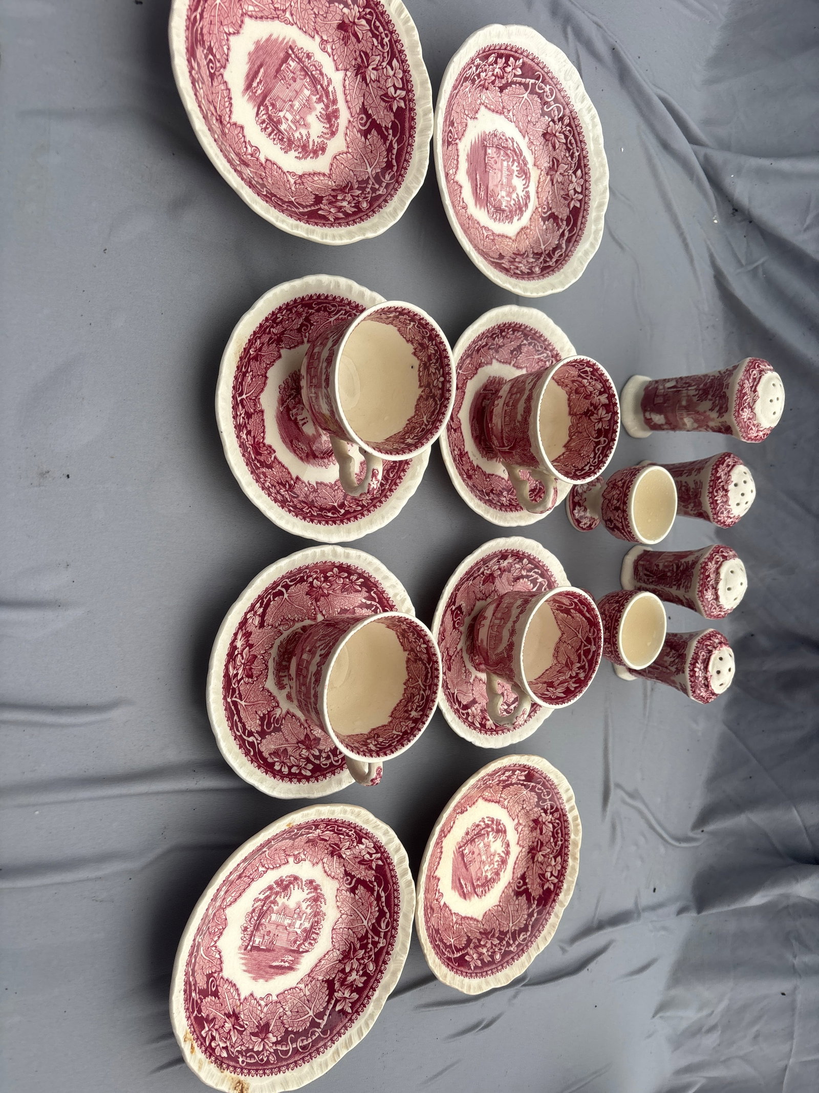 Eighteen piece Mason's Vista pink transferware ironstone (1 of 7)