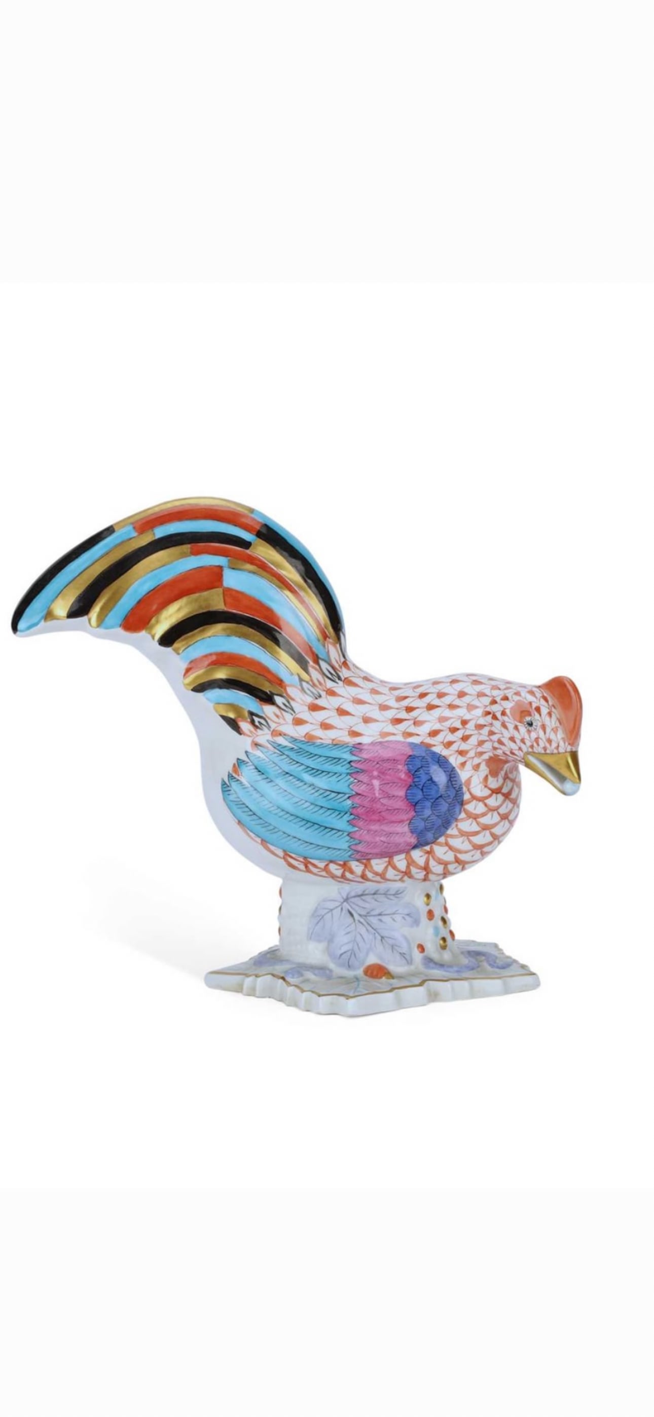 Large 7 inch Herend hand-painted porcelain figurine of a rooster with a pearl, #5016 (1 of 6)