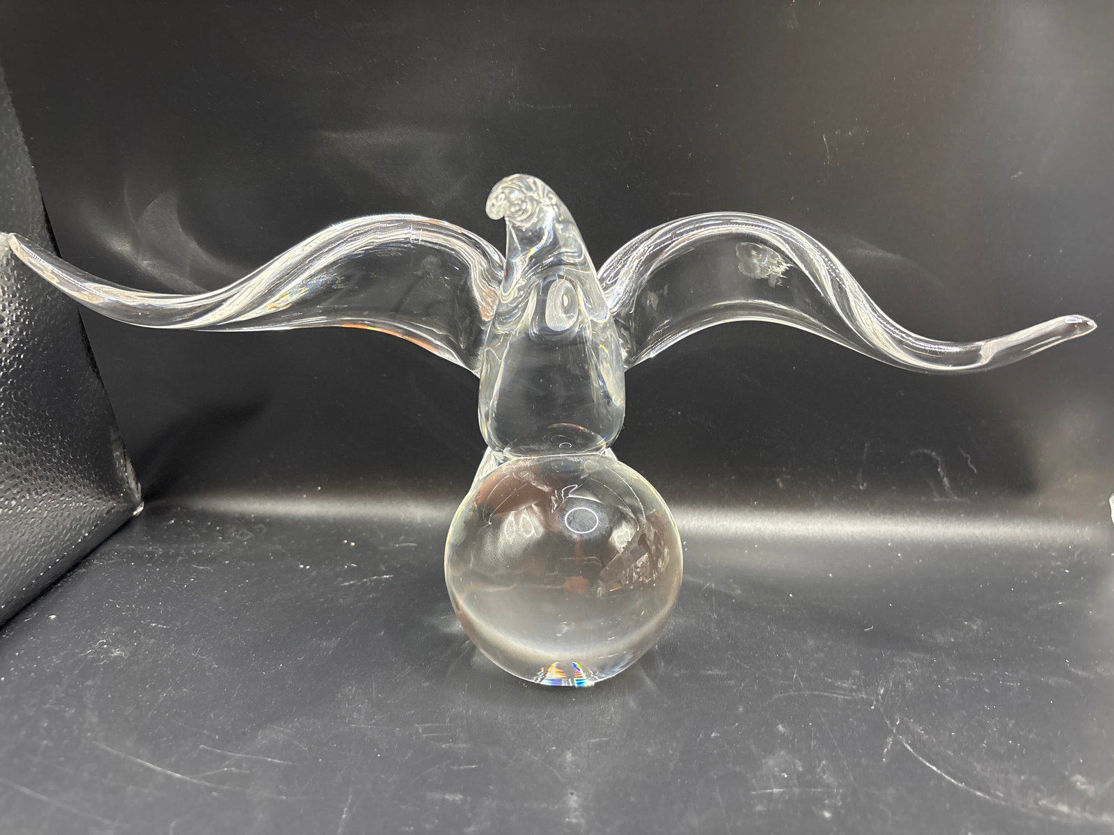 Large 12 inch Steuben Crystal "Eagle on a Ball" sculpture, originally designed by James Houston (1 of 9)