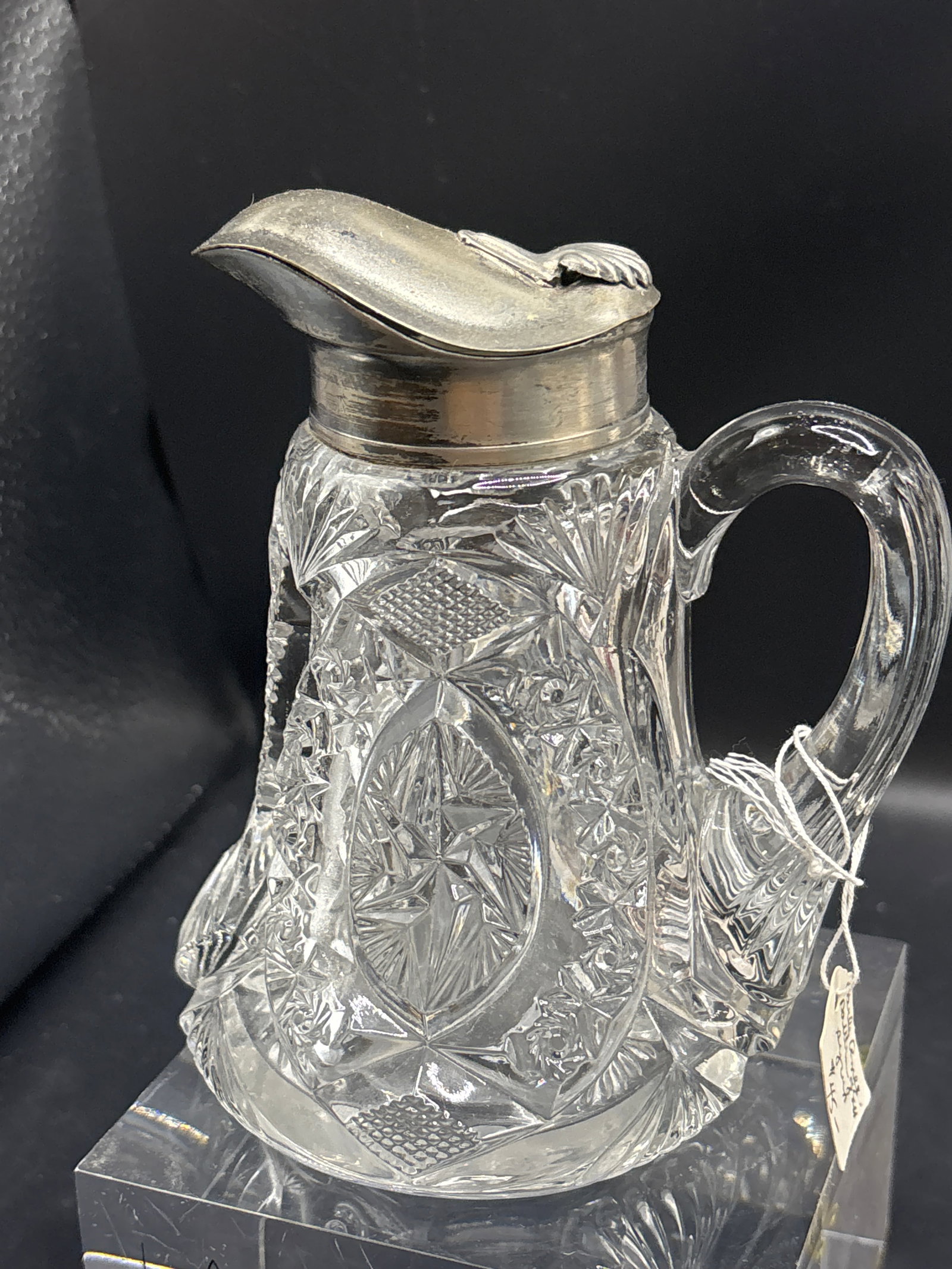 Antique blown mold glass plated lid 5 inch syrup pitcher (1 of 6)
