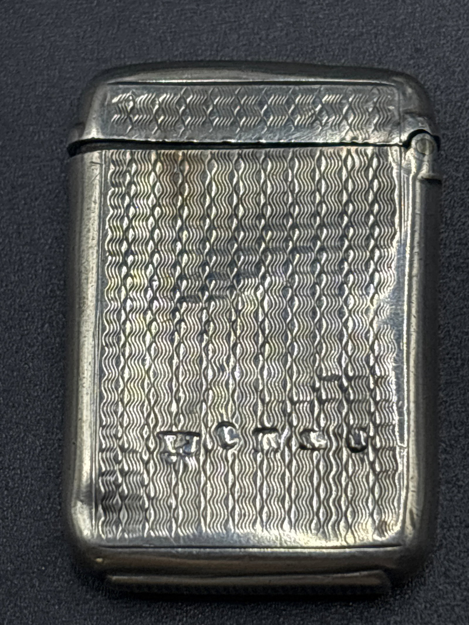 antique sterling silver vesta case,known as a pocket match safe 1&1/2inch (1 of 5)