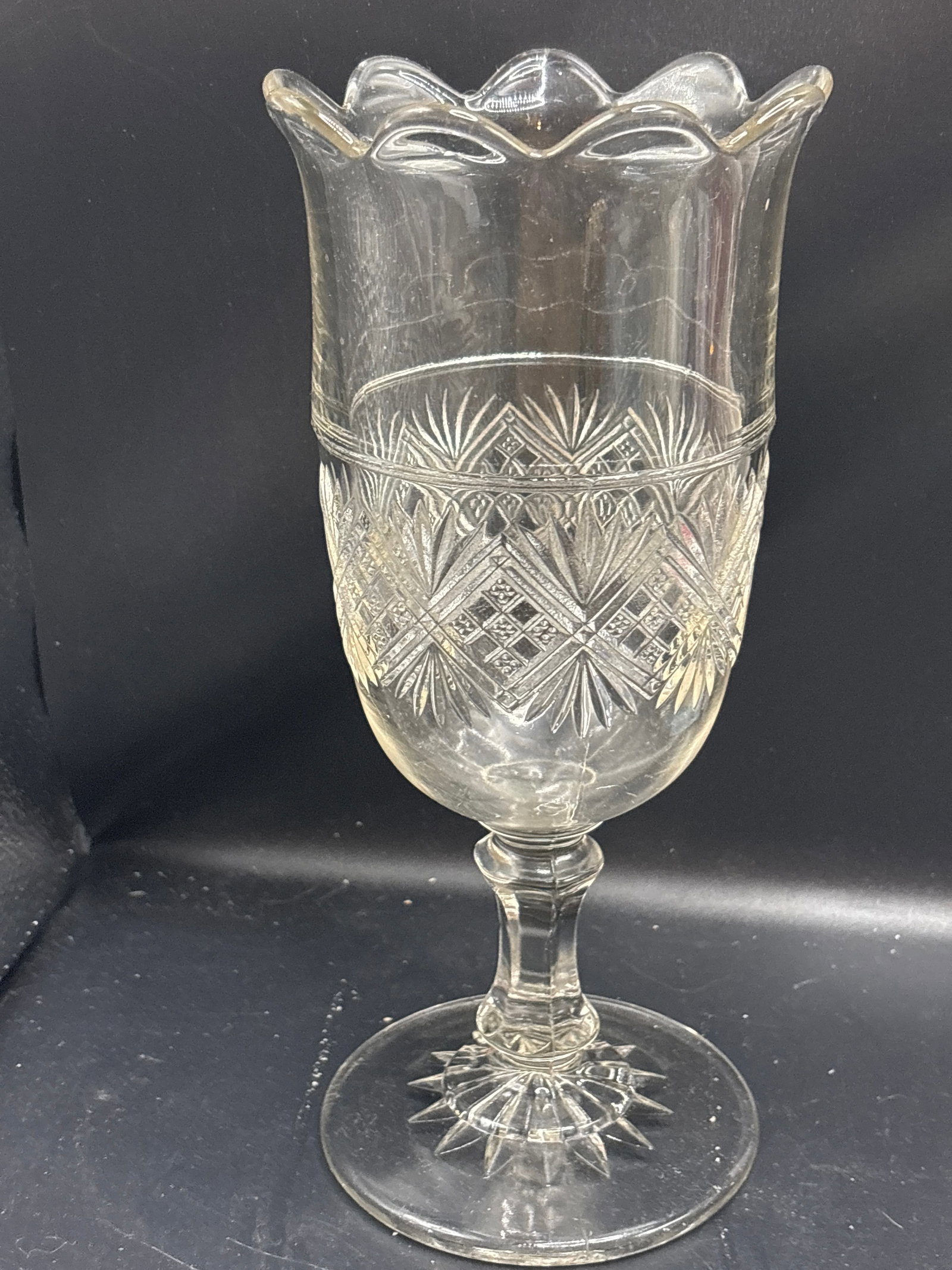 antique Early American Pressed Glass celery 8&1/2 inch vase (1 of 5)