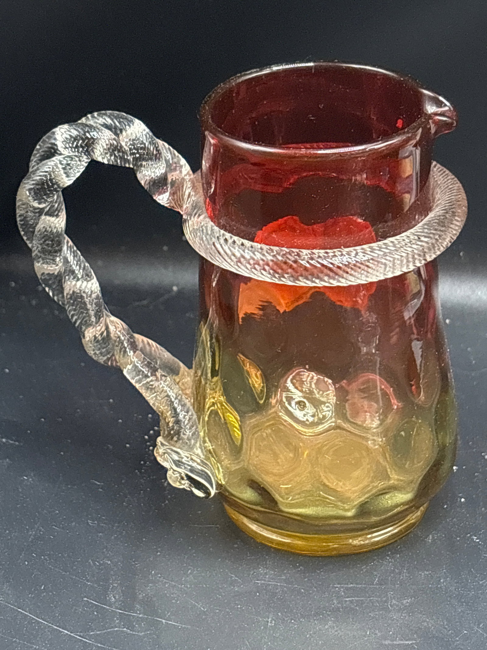 4&1/4 inch Boston & Sandwich Glass Co. amberina glass creamer (1 of 6)