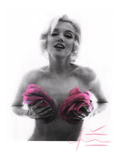 Bert Stern (1929-2013), Marilyn Monroe, Pink Roses, 1962 (printed 2010): Bert Stern (1929-2013), Marilyn Monroe, Pink Roses, 1962 (printed 2010), H x W: 42 x 33 cm, pigment print, signed recto and verso in red crayon, stamped by the artists studio, dated, and included is a
