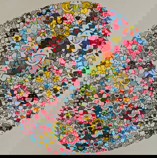 Takashi Murakami (1962-), Happy x Trillion Times: Flower, 2020: Takashi Murakami (1962-), Happy x Trillion Times: Flower, 2020, H x L: 71.0 x 71.0 cm, silkscreen print. Signed by the artist. Edition x/300. Sold unframed.