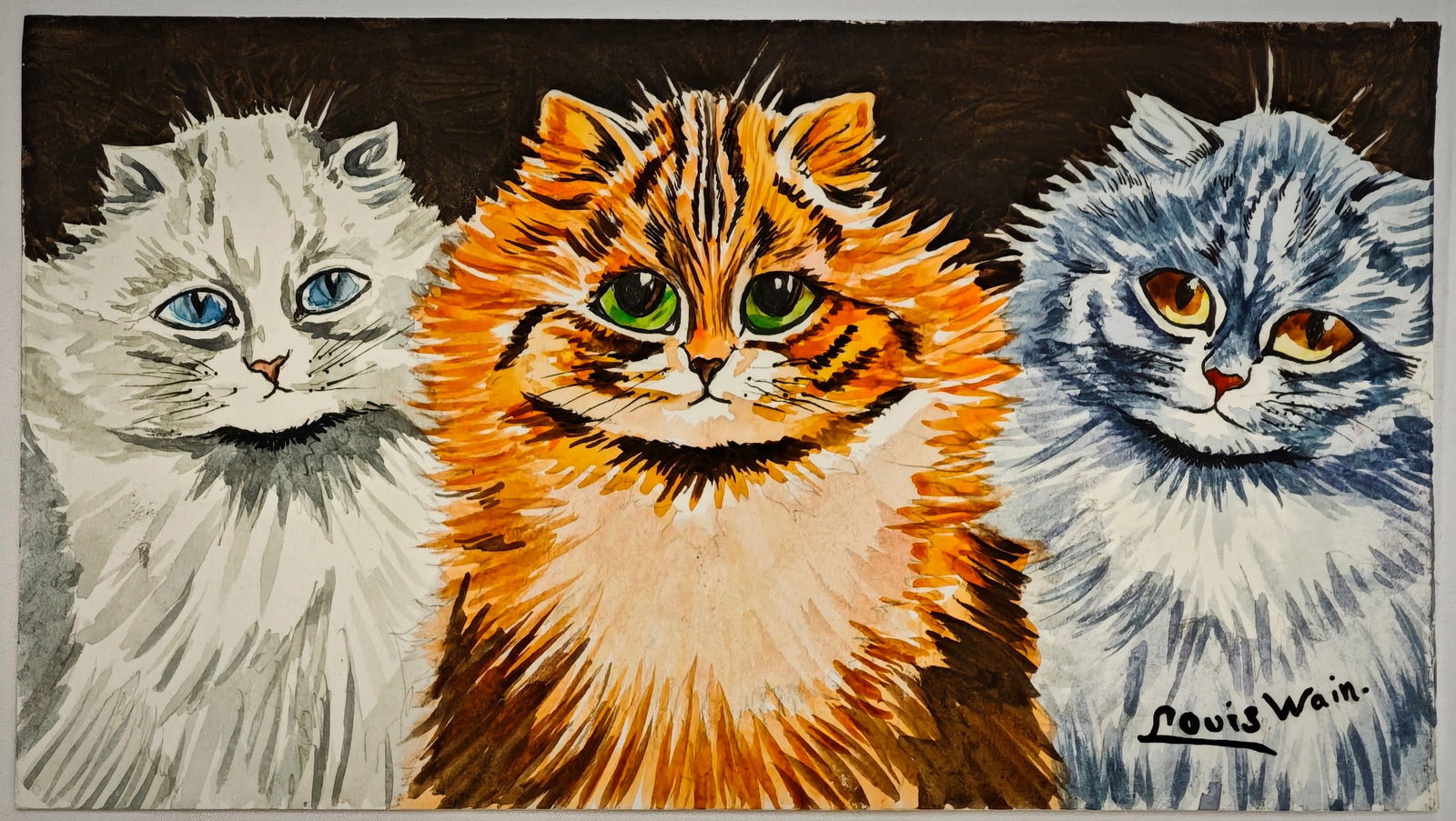 Louis Wain (1860-1939), Three Fluffy Cats, early 20th century (1 of 2)