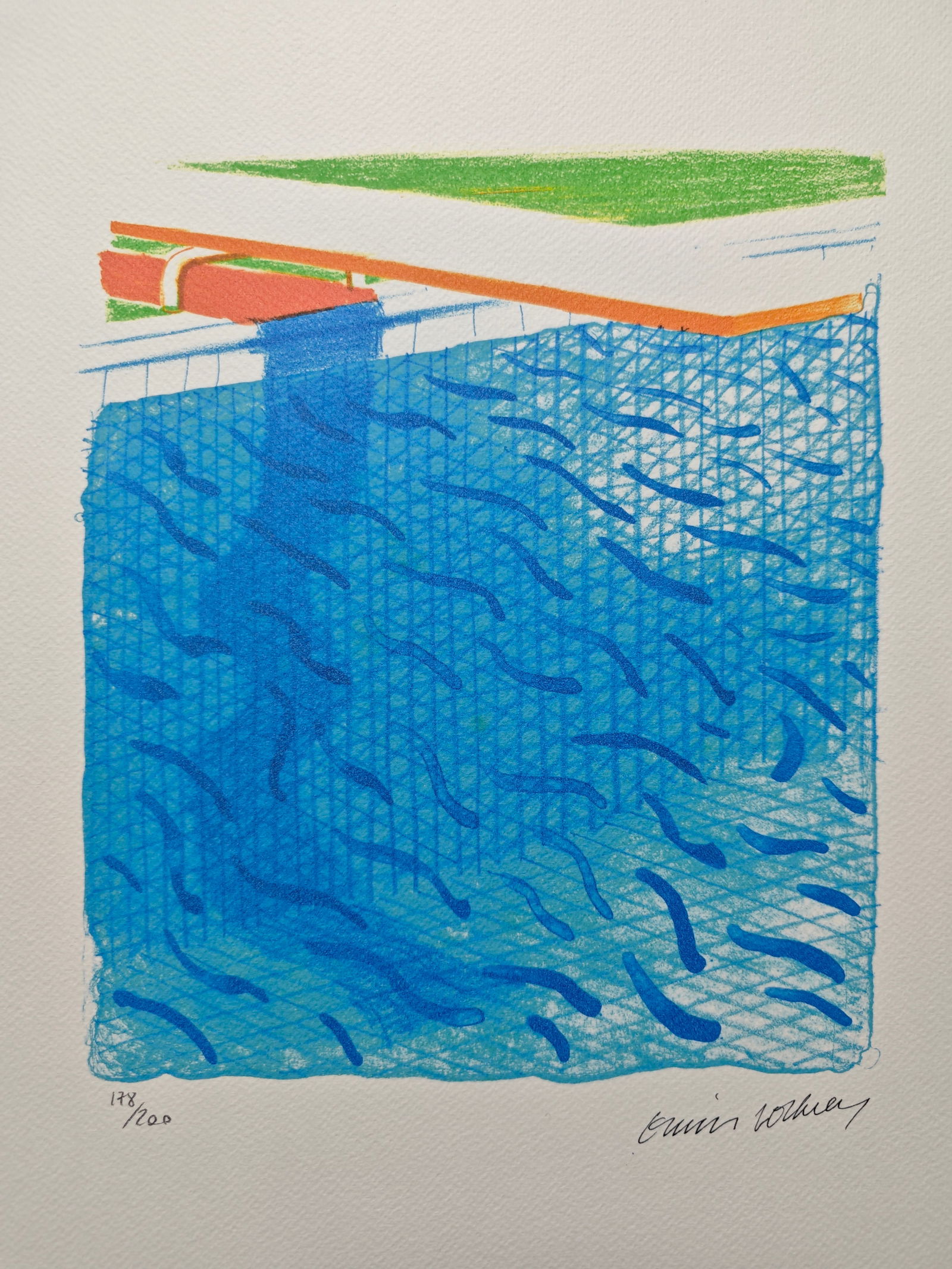 David Hockney (1937-), Pool Made with Paper and Blue Ink for Book, 1980 (1 of 5)