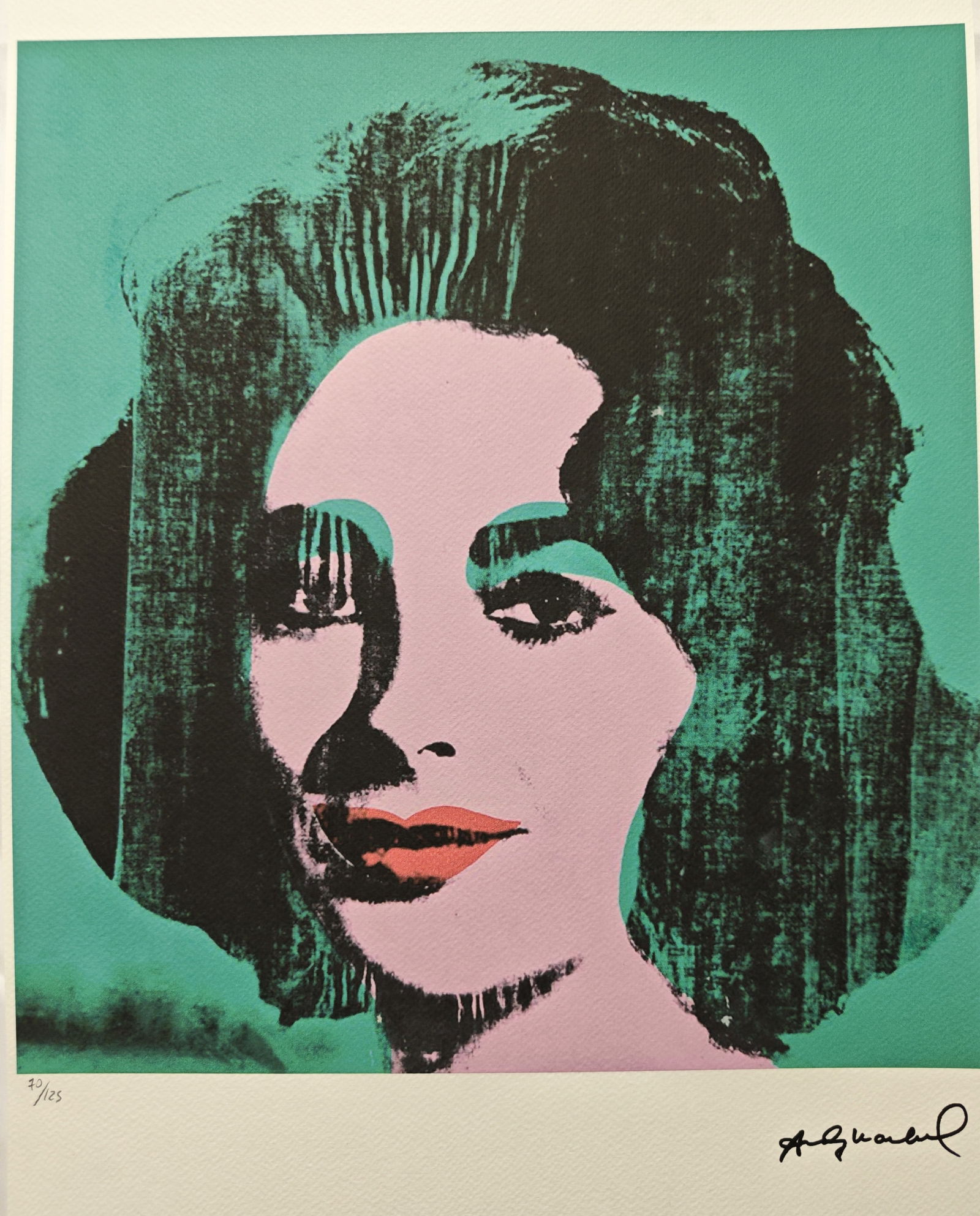 Andy Warhol (1928-1987), Liz, 1964: Andy Warhol (1928-1987), Liz, 1964 (printed later), H x W: 50 x 35 cm, lithographic offset print. The work is signed in plate, numbered in pencil on recto, and bears the artist's blind stamp.
